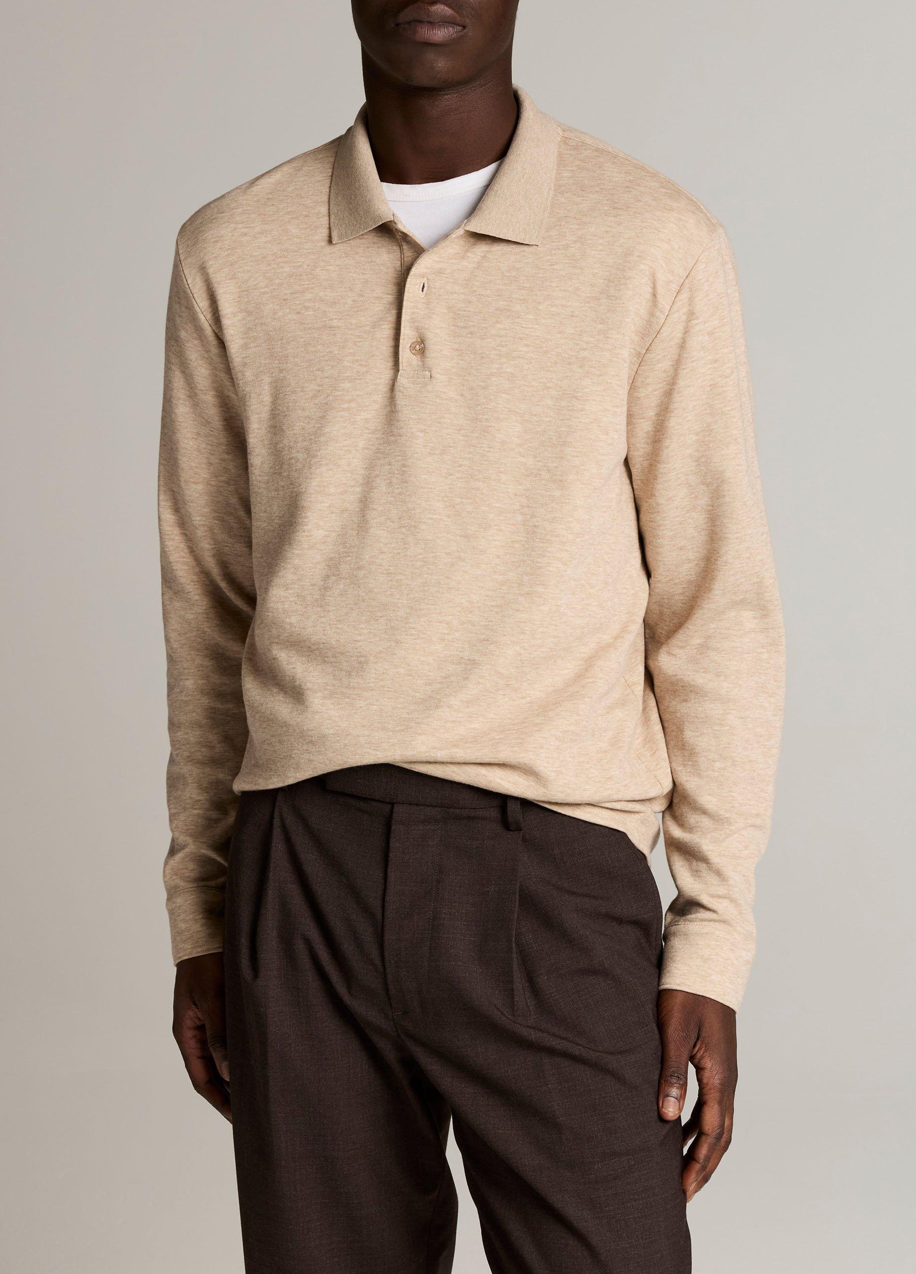 Heathered Double-Face Cotton-Blend Polo Shirt image number 0