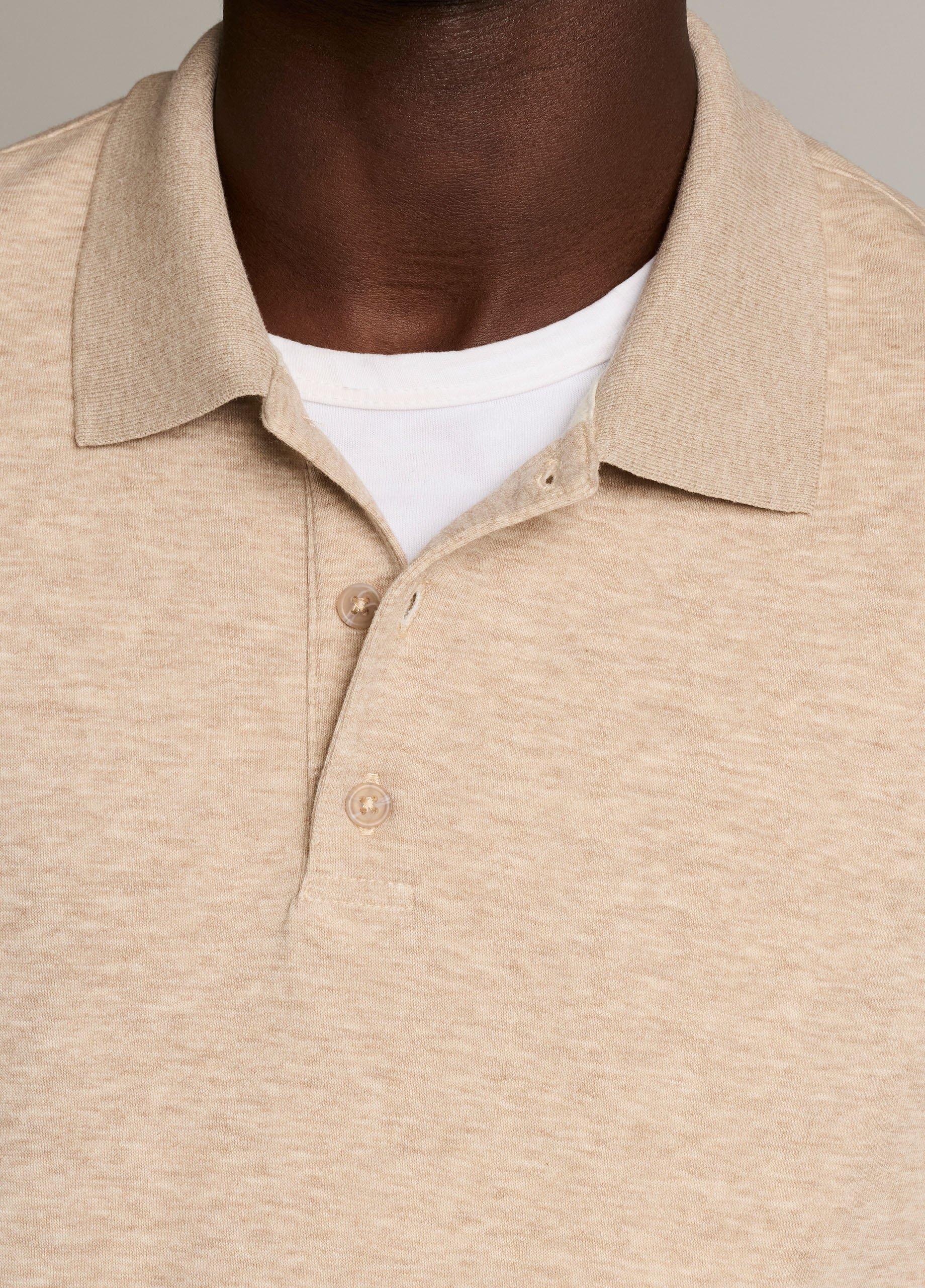 Heathered Double-Face Cotton-Blend Polo Shirt image number 1