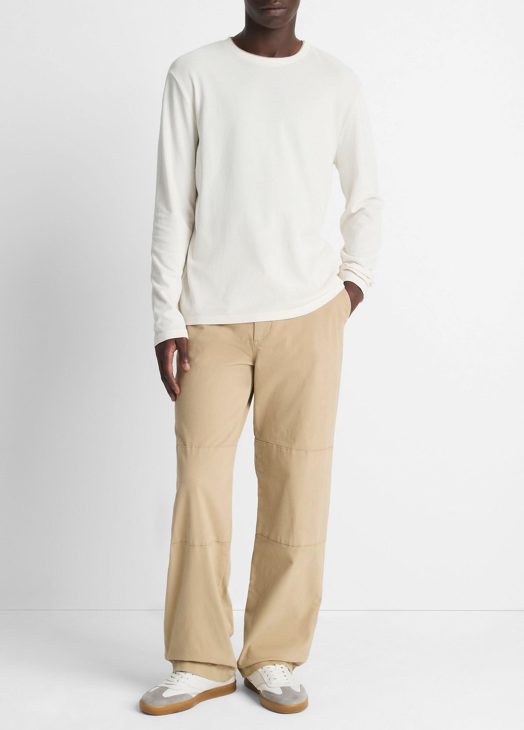 Micro-Waffle Pima Cotton Double-Collar Long-Sleeve T-Shirt image number 3