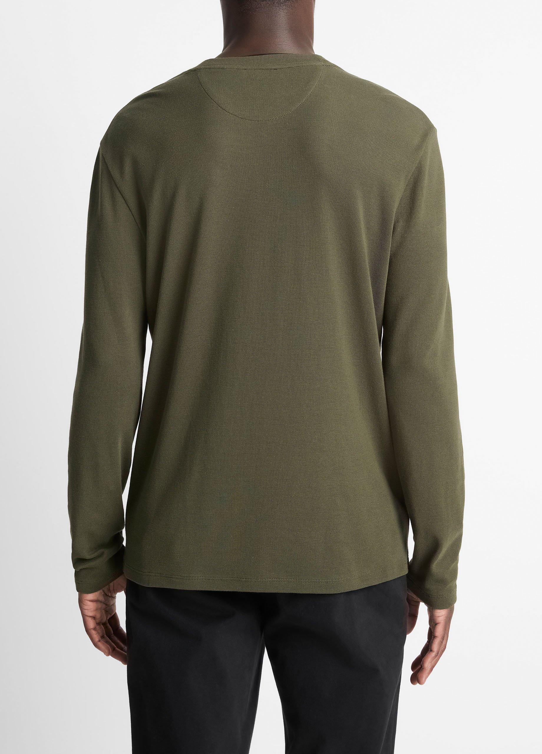 Micro-Waffle Pima Cotton Double-Collar Long-Sleeve T-Shirt image number 2