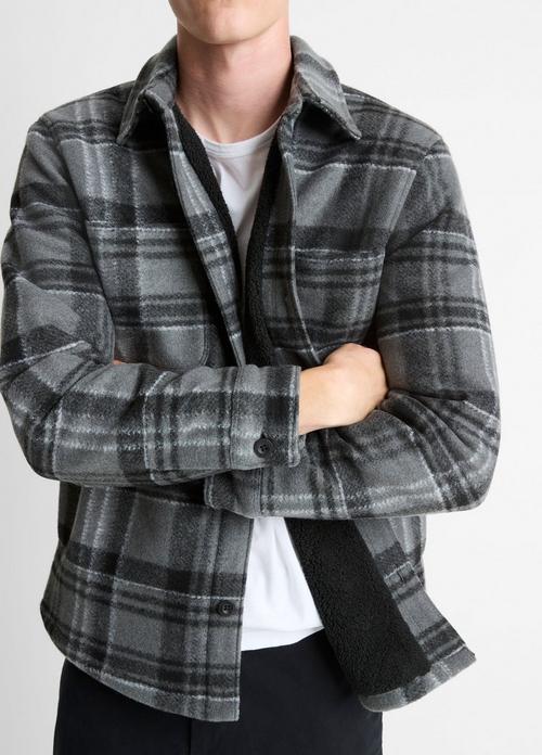 Sherpa-Lined Plaid Shirt Jacket