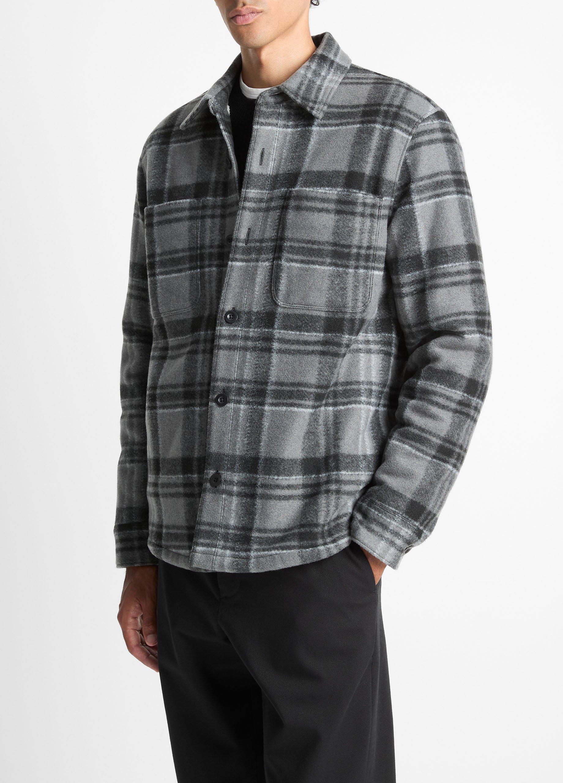 Sherpa-Lined Plaid Shirt Jacket image number 1