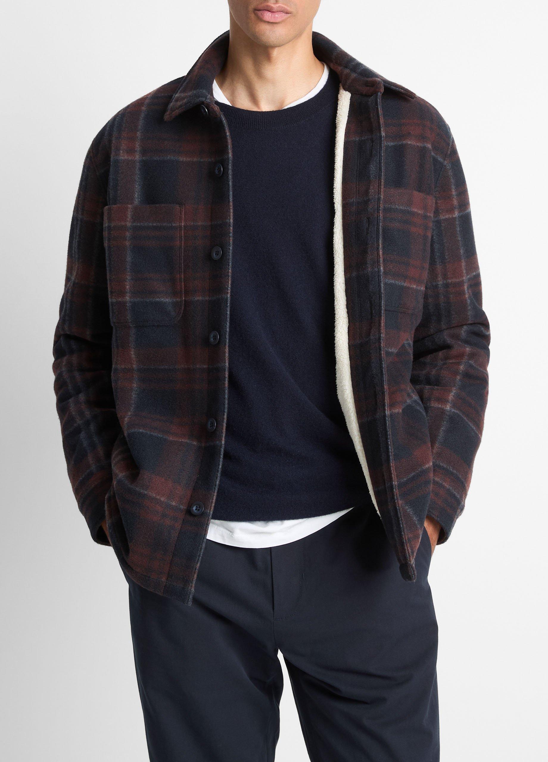 Sherpa-Lined Plaid Shirt Jacket image number 0