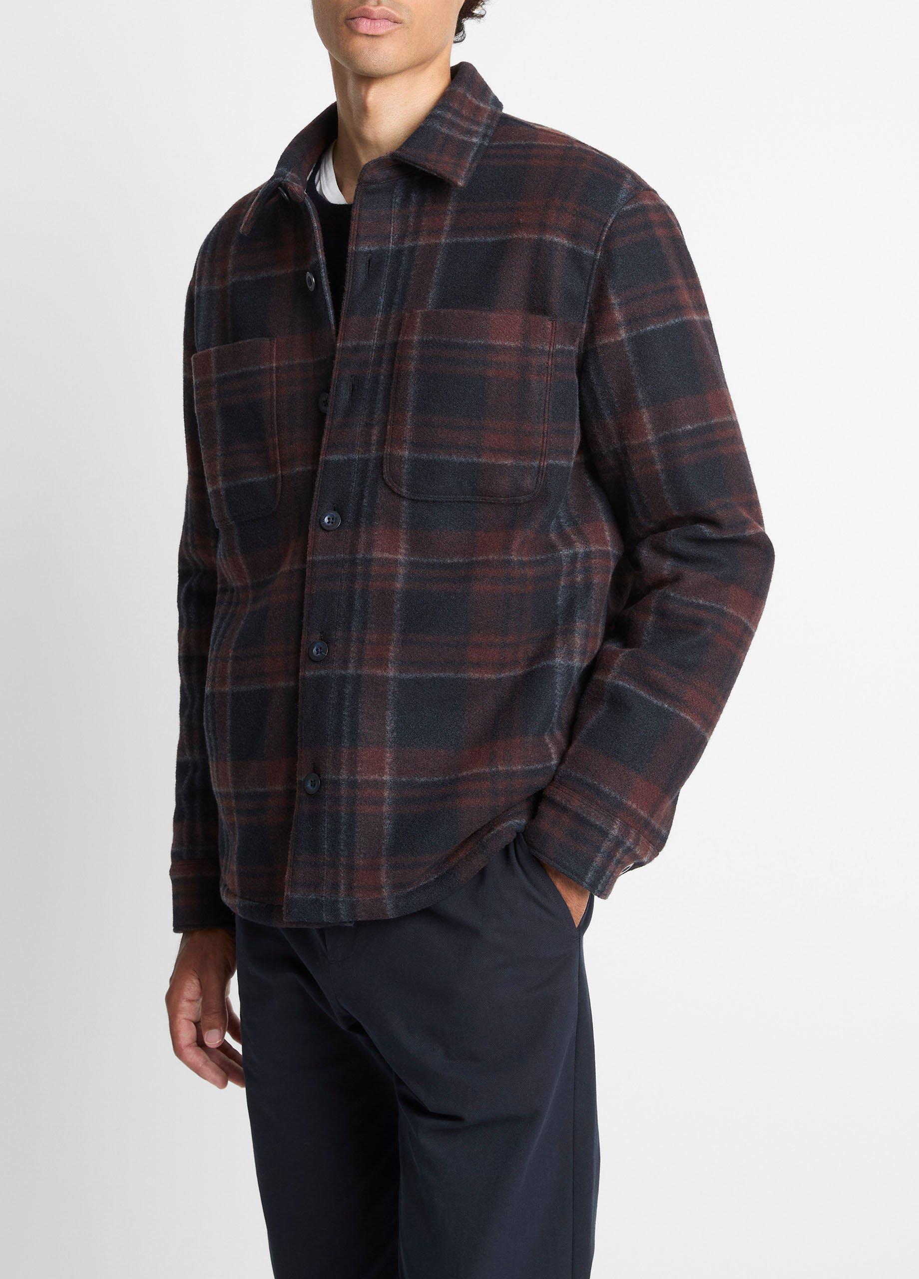 Sherpa-Lined Plaid Shirt Jacket image number 1