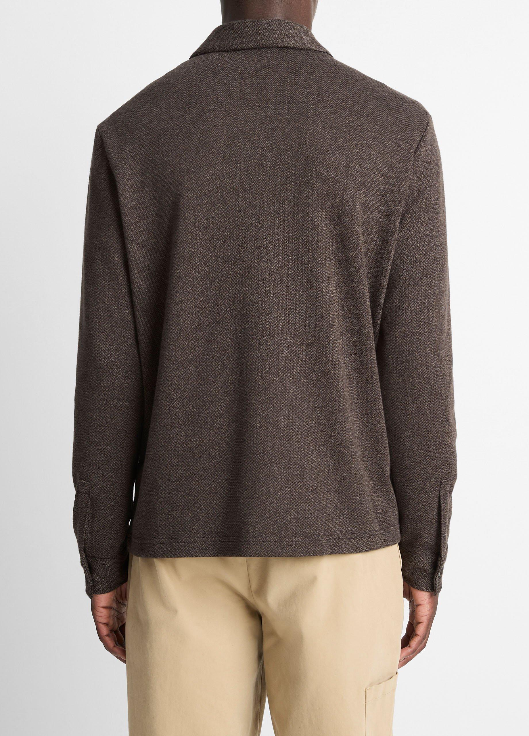 Herringbone Cotton-Blend Zip Polo Shirt image number 2