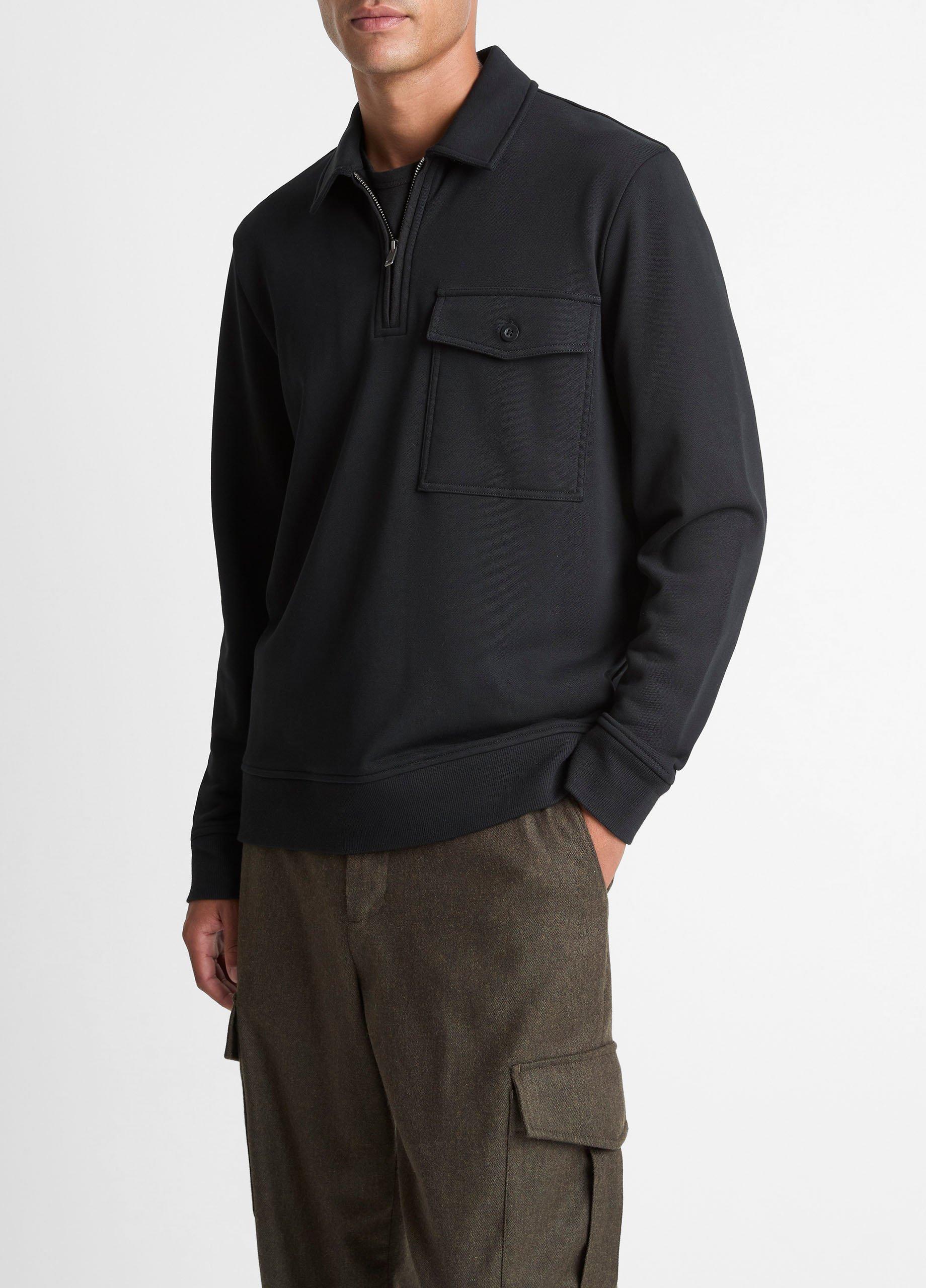 Cotton-Blend French Terry Zip Polo Shirt image number 1