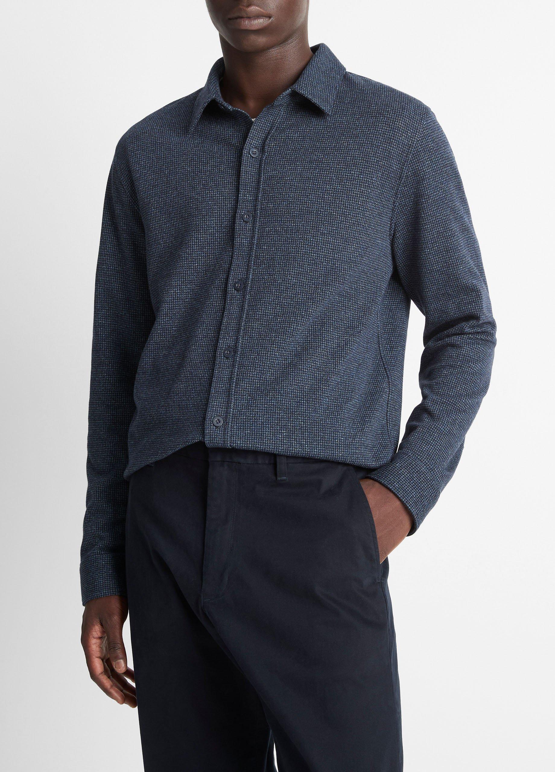 Houndstooth Cotton-Blend Button-Front Shirt image number 1