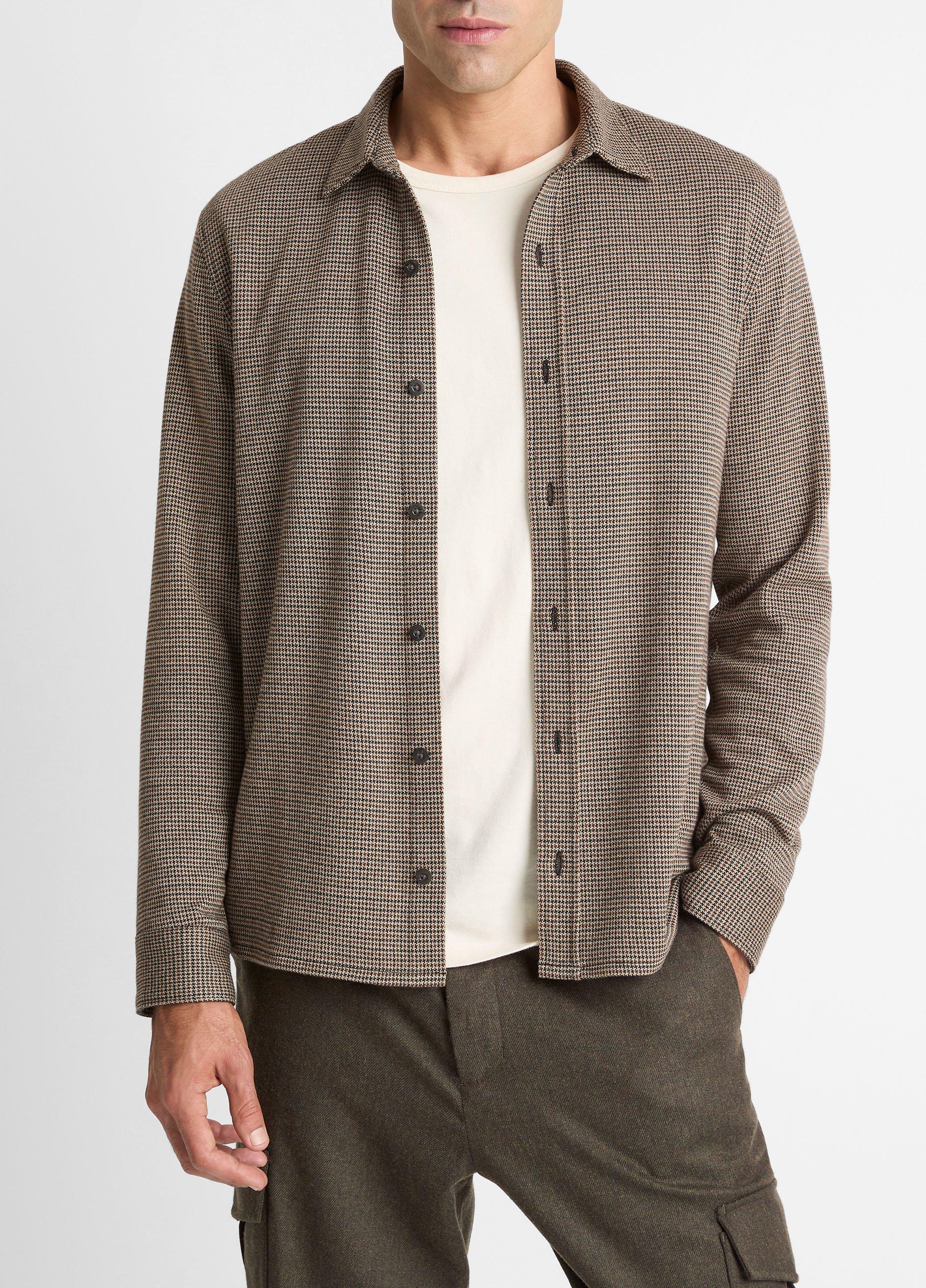 Houndstooth Cotton-Blend Button-Front Shirt image number 0