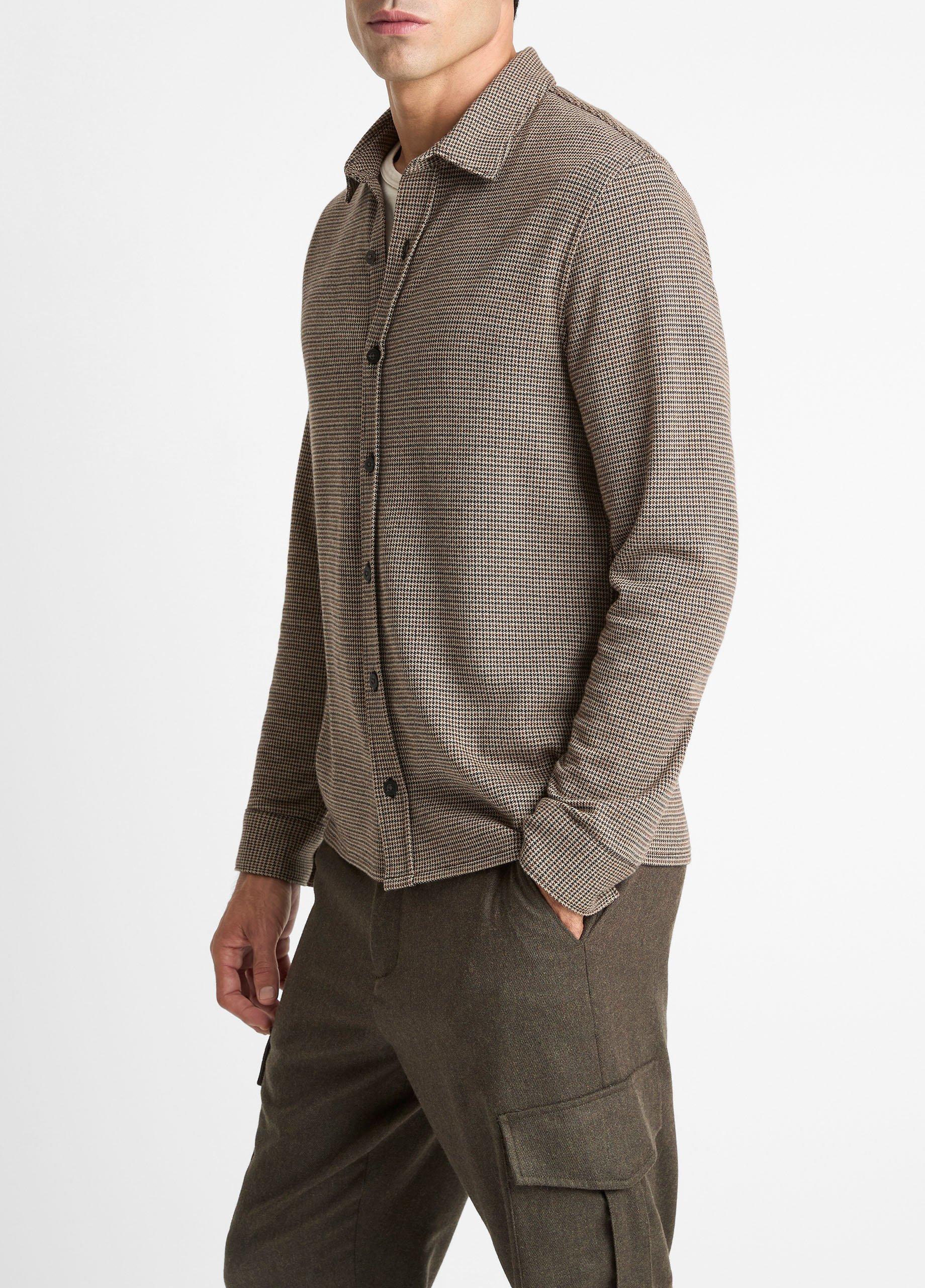 Houndstooth Cotton-Blend Button-Front Shirt image number 1