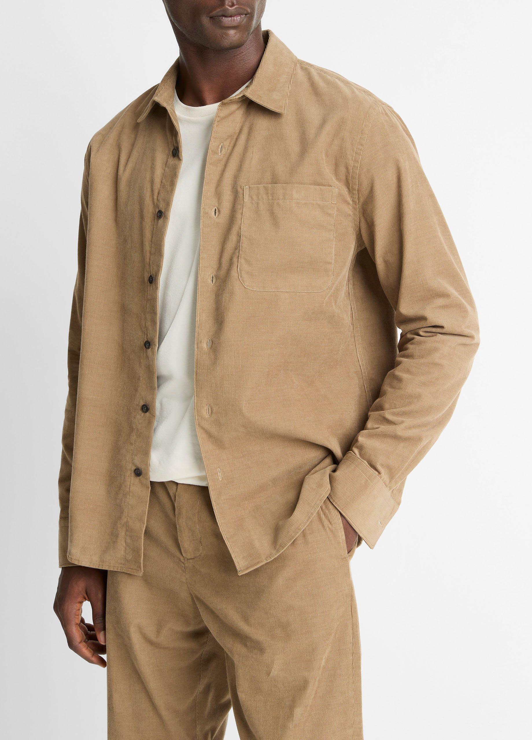 Italian Cotton Corduroy Button-Front Shirt
