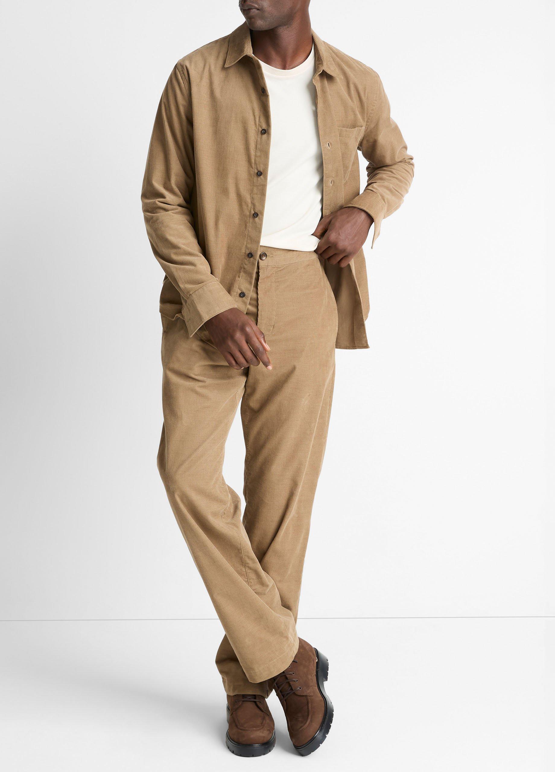 Italian Cotton Corduroy Button-Front Shirt image number 3