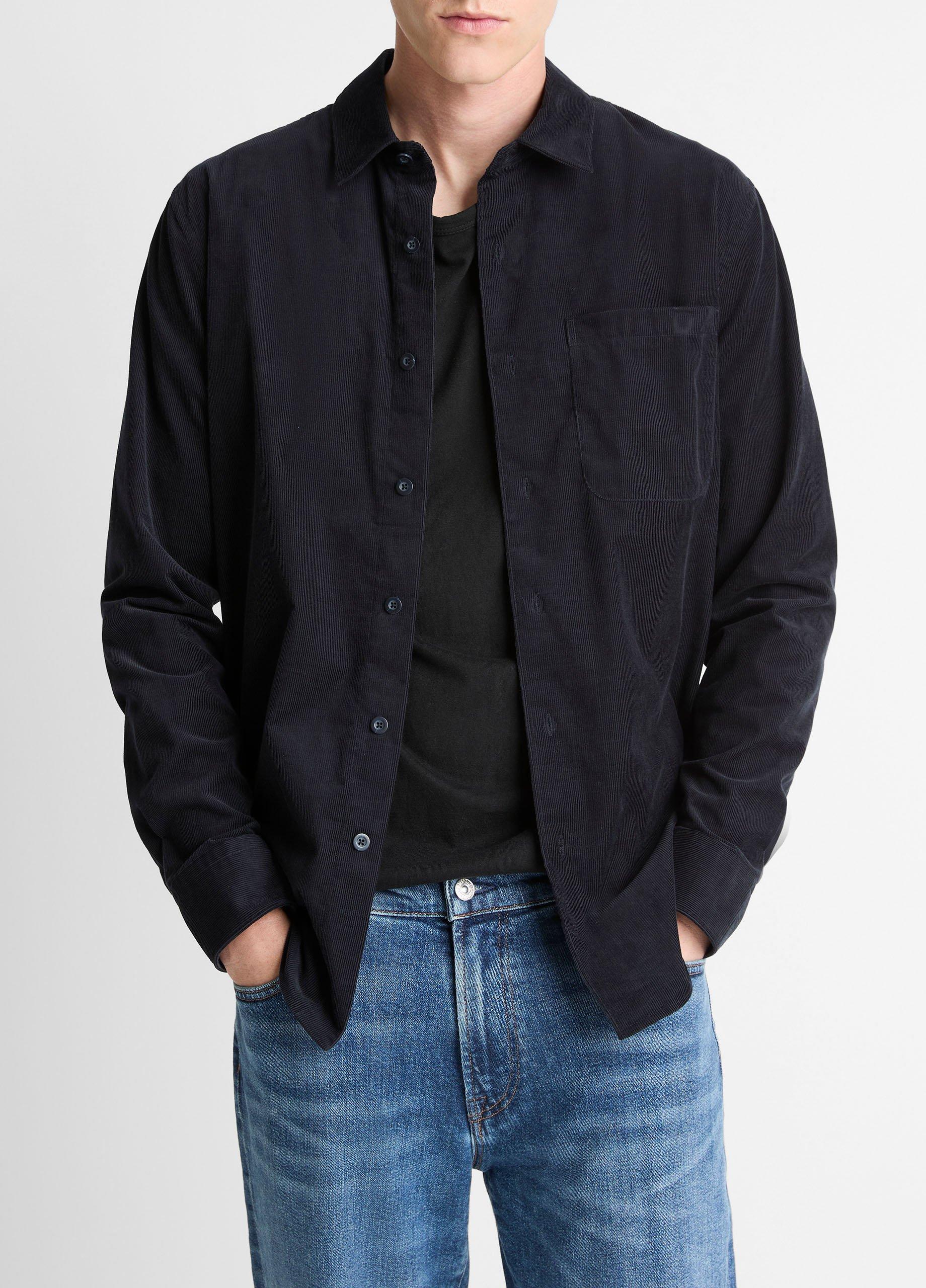 (取寄) ヴィンス メンズ コーデュロイ ロング スリーブ シャツ Vince men Corduroy Long Sleeve Shirt Coastal Italian Cotton Corduroy Button-Front Shirt in Long Sleeve | Vince