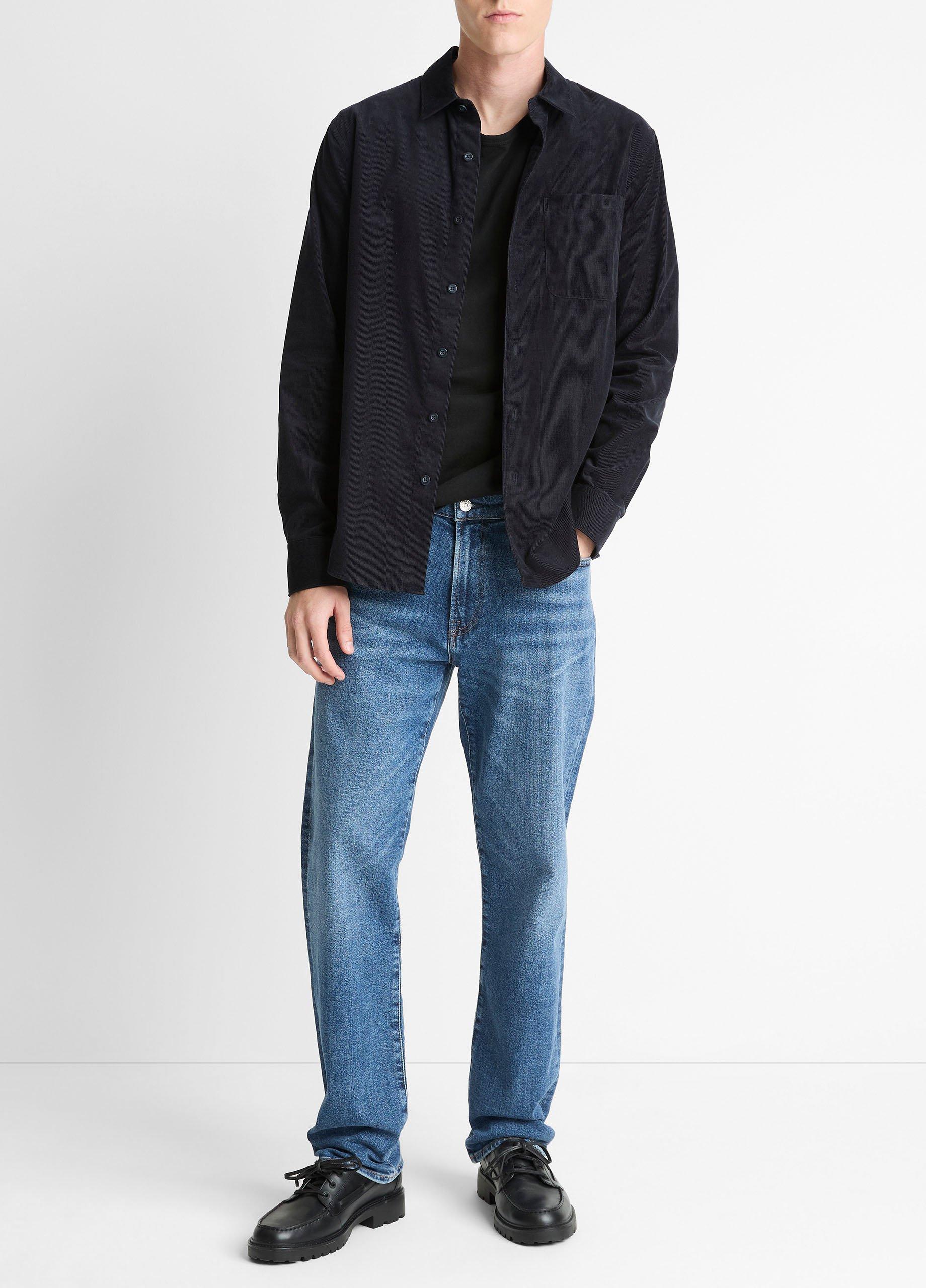 Italian Cotton Corduroy Button-Front Shirt in Long Sleeve | Vince