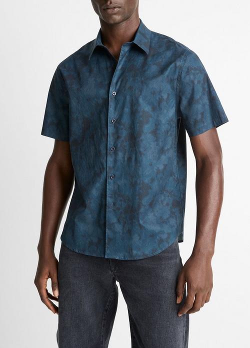 Dyed Camouflage Cotton Short-Sleeve Button-Front Shirt