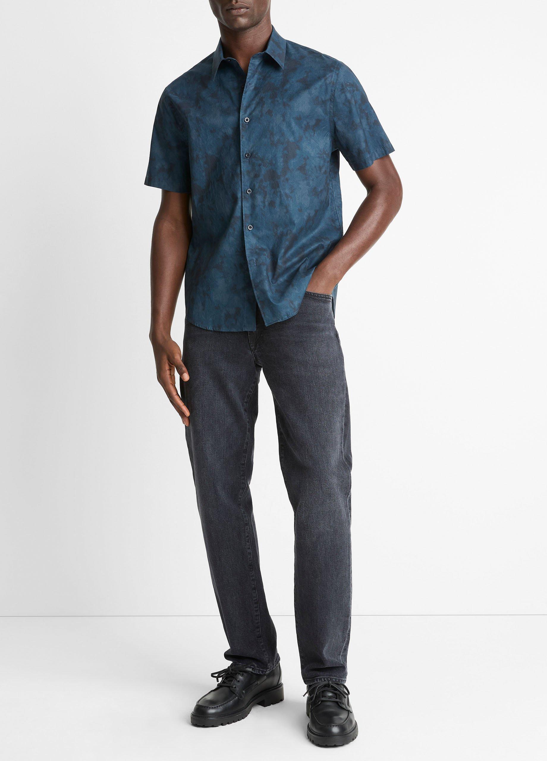 Dyed Camouflage Cotton Short-Sleeve Button-Front Shirt image number 3