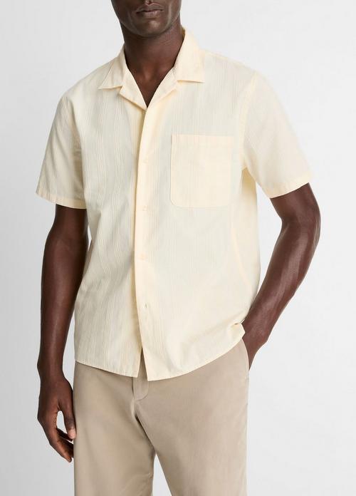 Union Stripe Cotton Short-Sleeve Loop-Collar Shirt