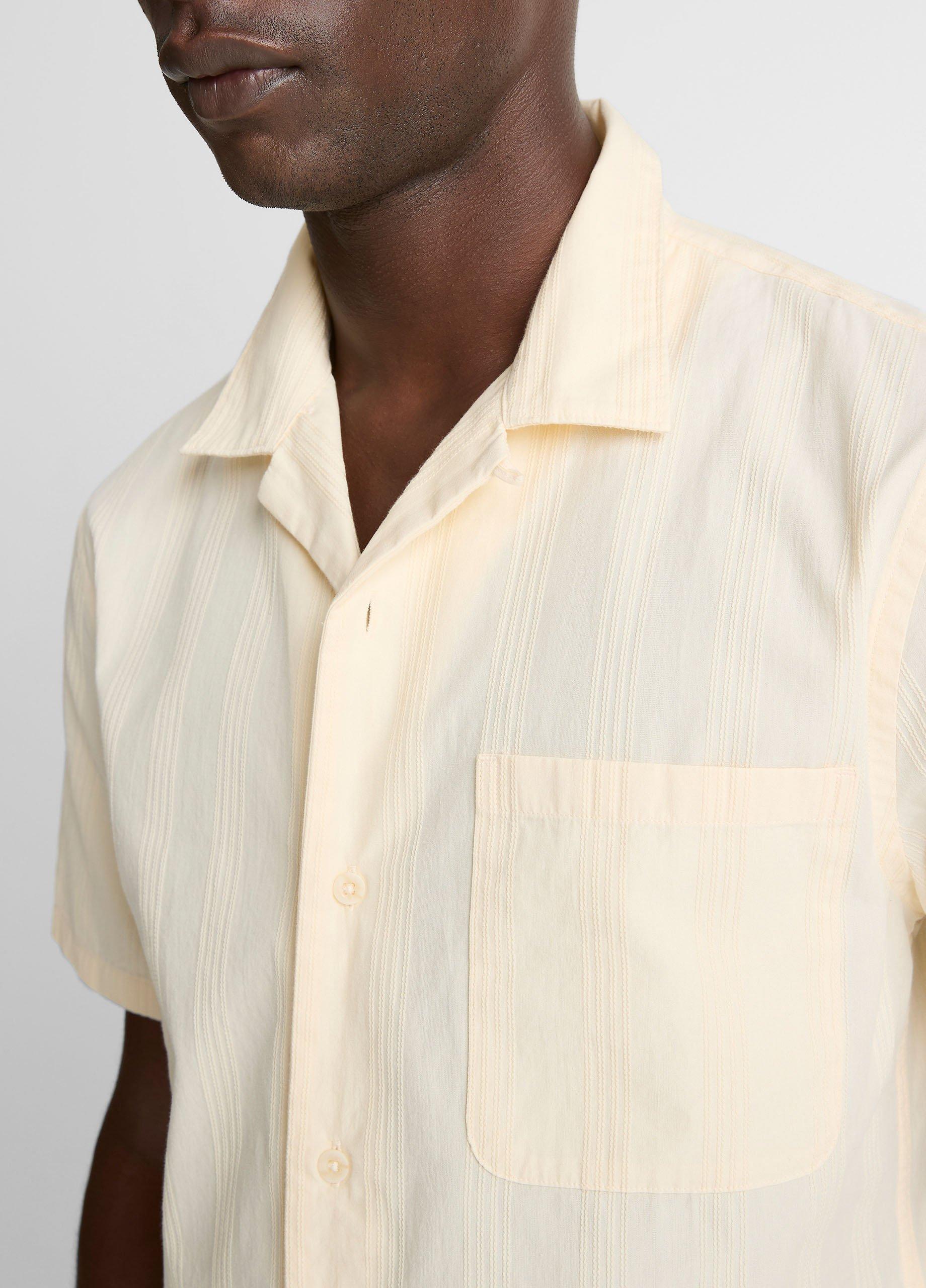 Union Stripe Cotton Short-Sleeve Loop-Collar Shirt image number 1