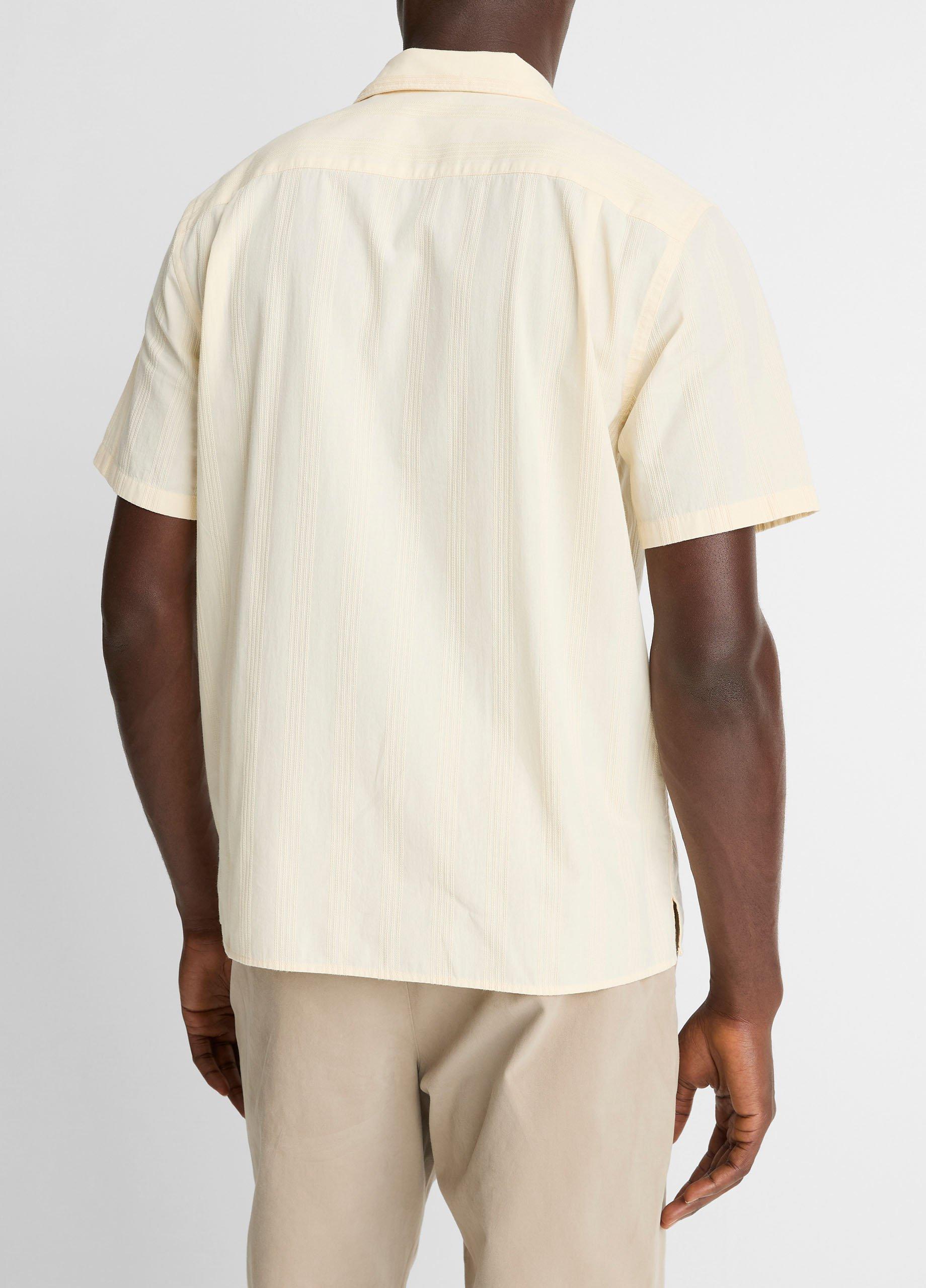 Union Stripe Cotton Short-Sleeve Loop-Collar Shirt image number 2