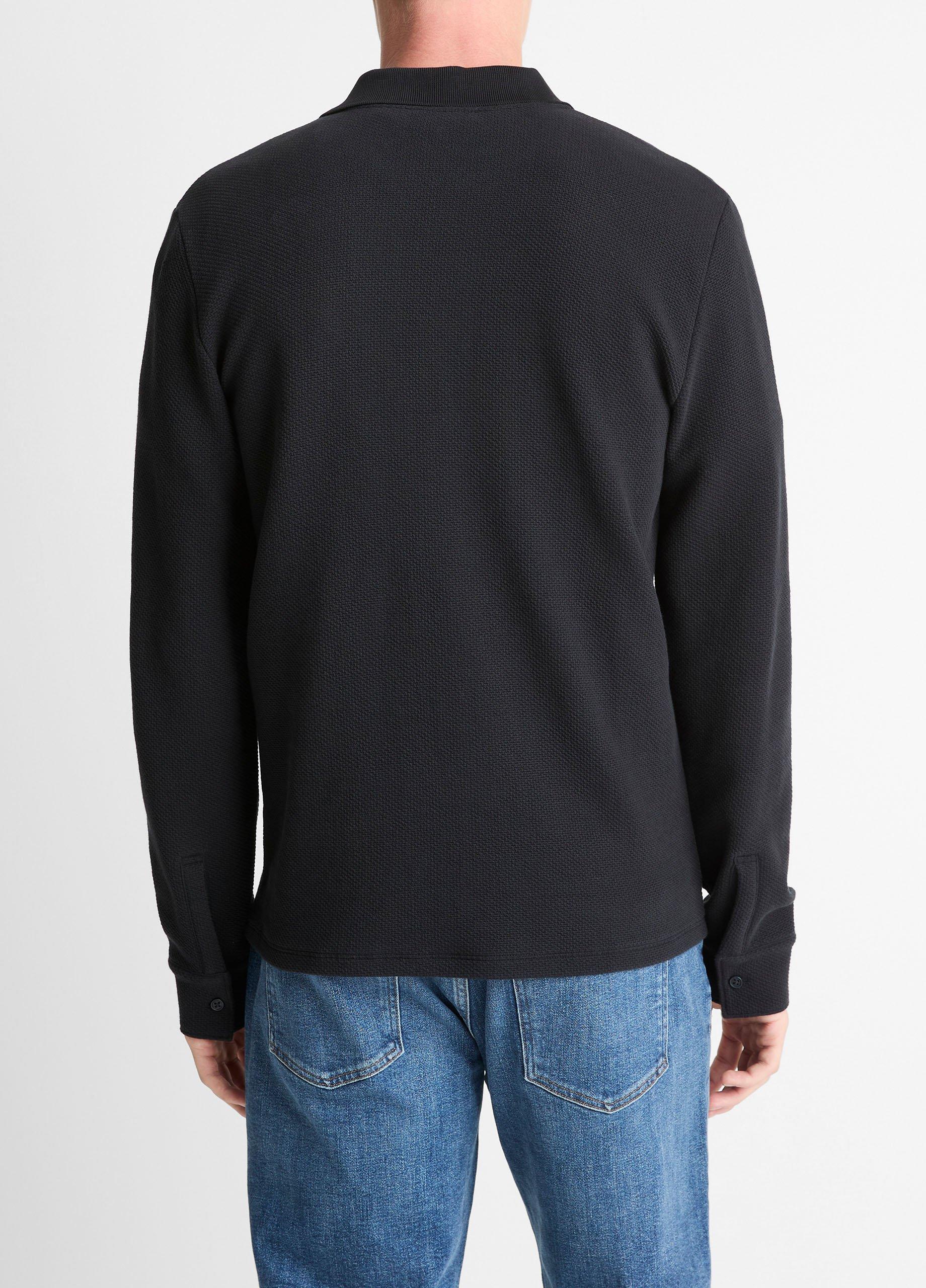 Basket-Weave Cotton Long-Sleeve Polo Shirt image number 2