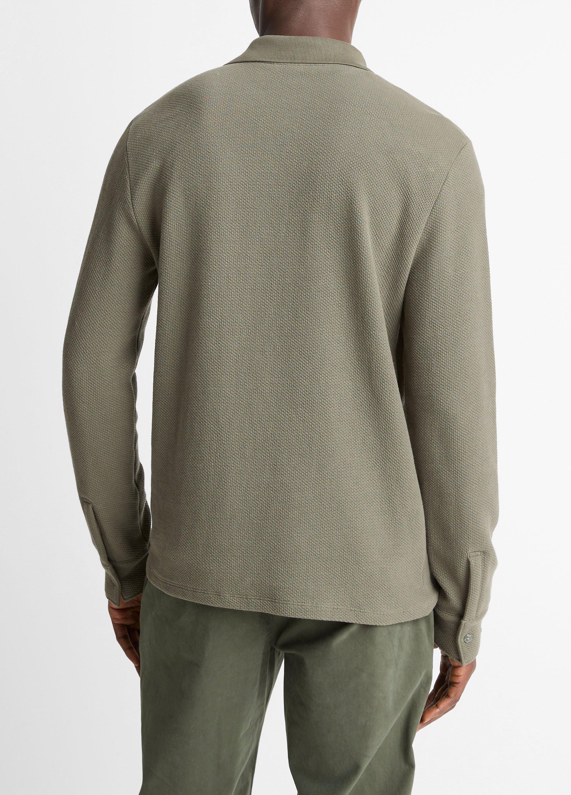 Basket-Weave Cotton Long-Sleeve Polo Shirt image number 2
