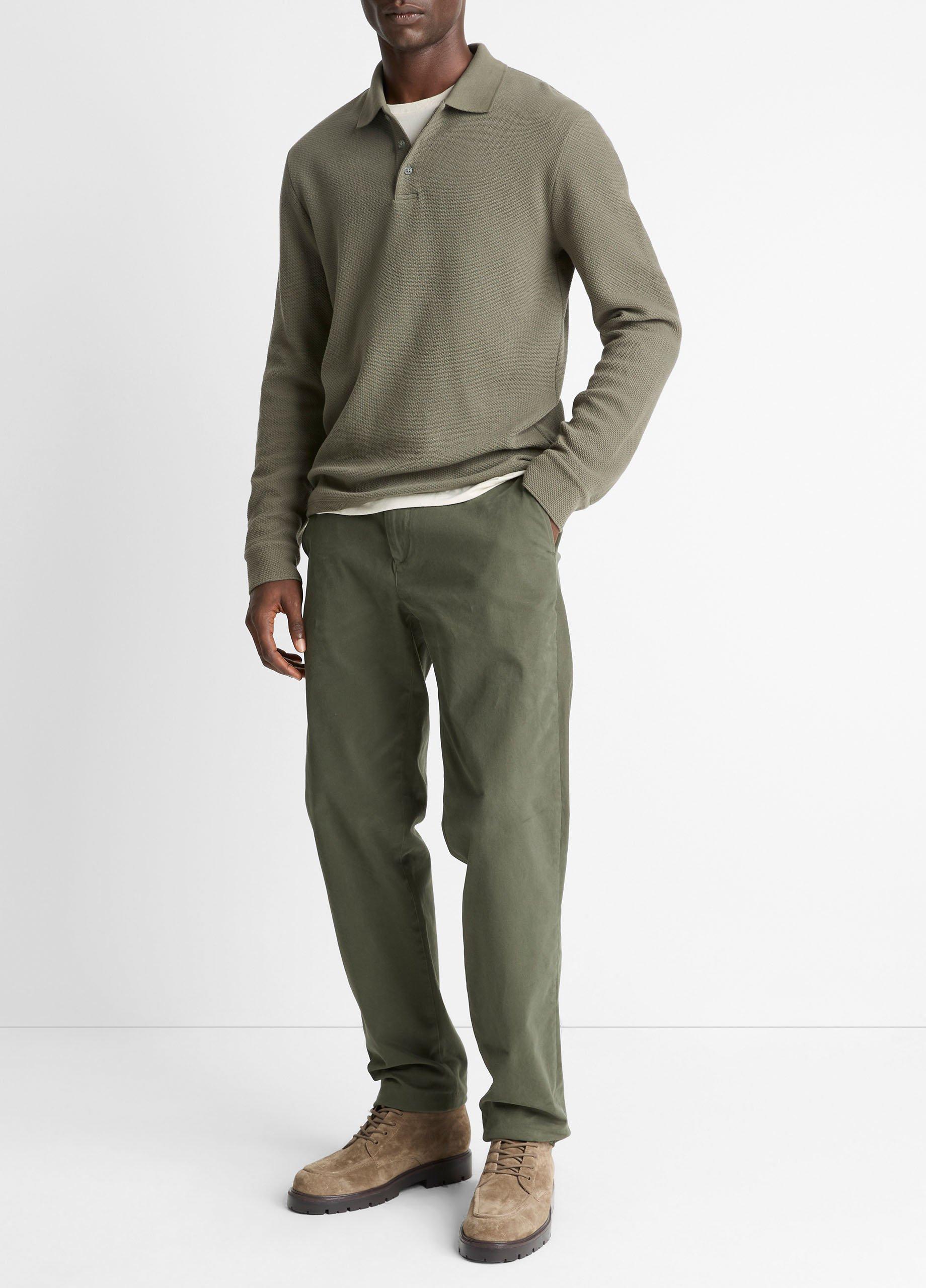 (取寄) ヴィンス メンズ バスケット ウィーブ ロング スリーブ ポロ Vince men Basket Weave Long Sleeve Polo Coastal Basket-Weave Cotton Long-Sleeve Polo Shirt in Henleys & Polos | Vince