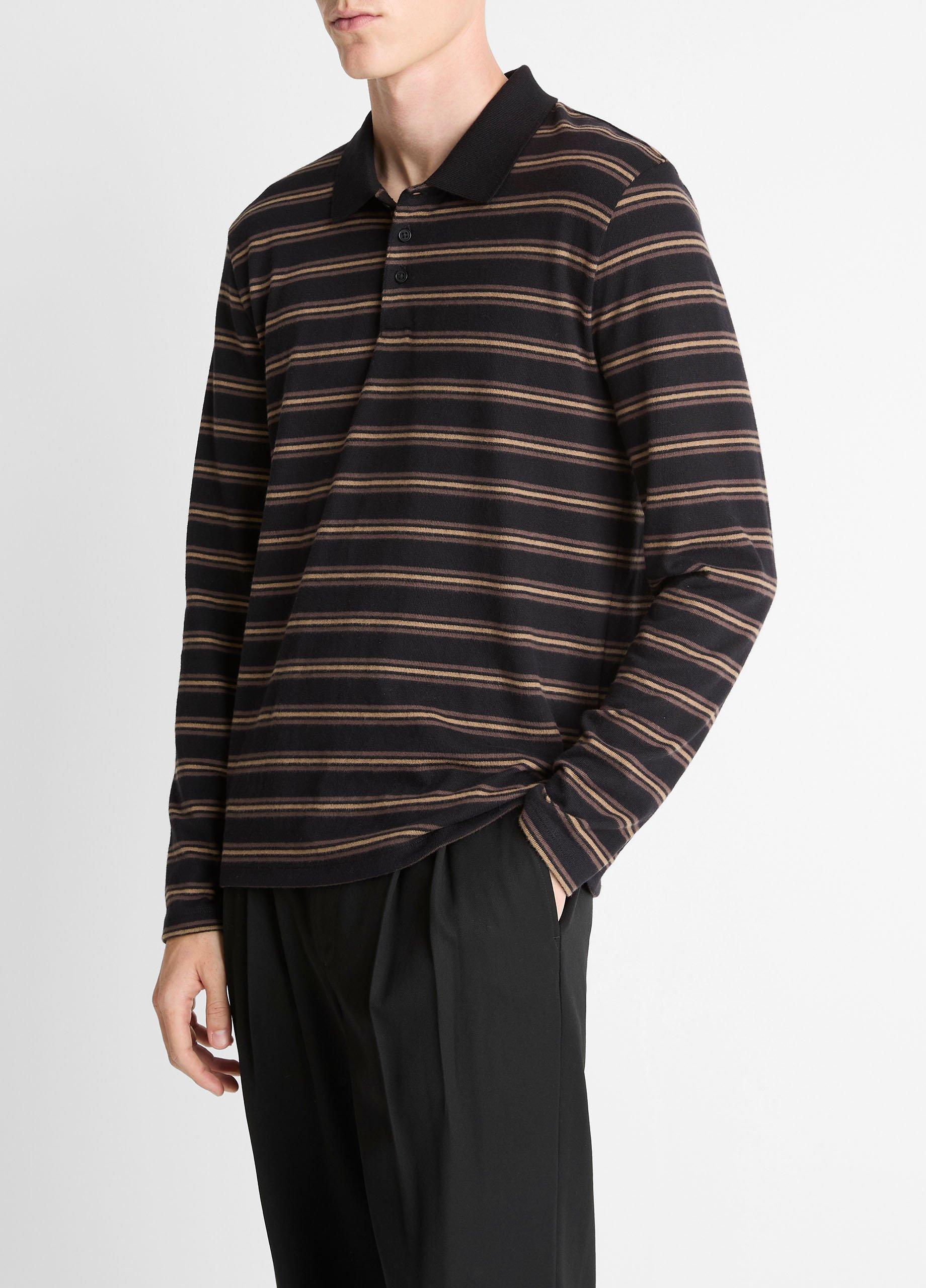 Striped Cotton-Blend Long-Sleeve Polo Shirt image number 1