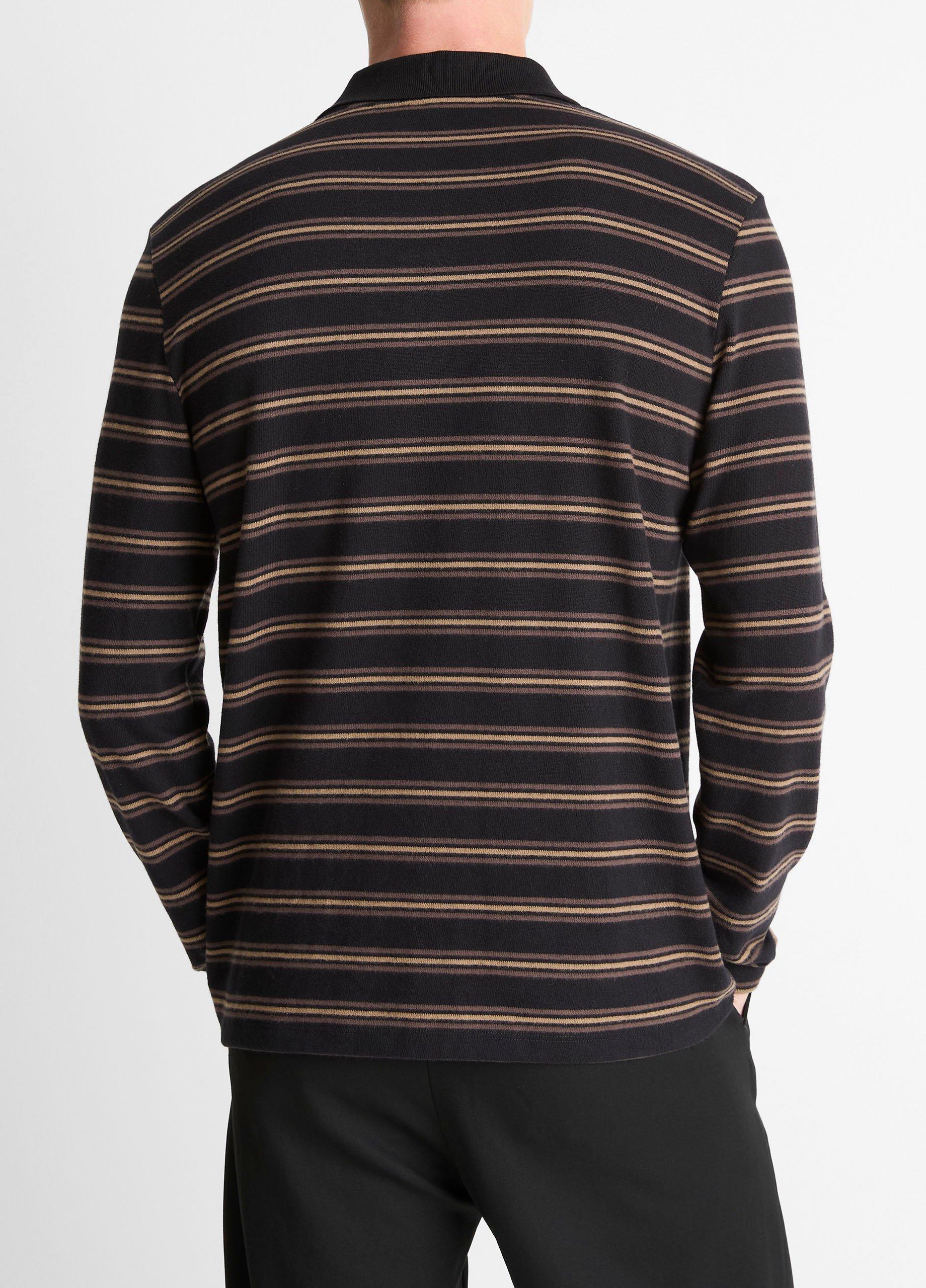 Striped Cotton-Blend Long-Sleeve Polo Shirt image number 2