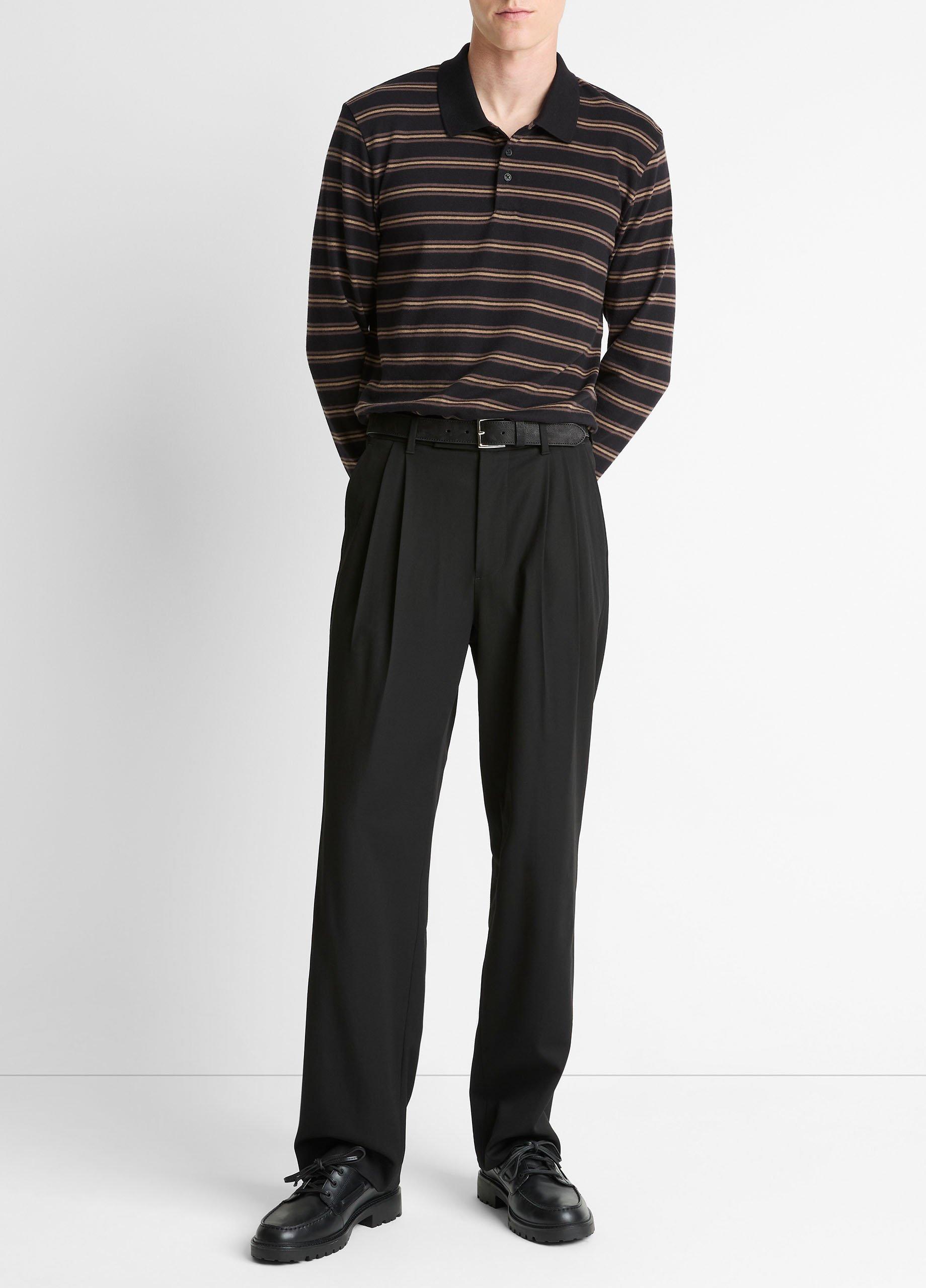 Striped Cotton-Blend Long-Sleeve Polo Shirt image number 3