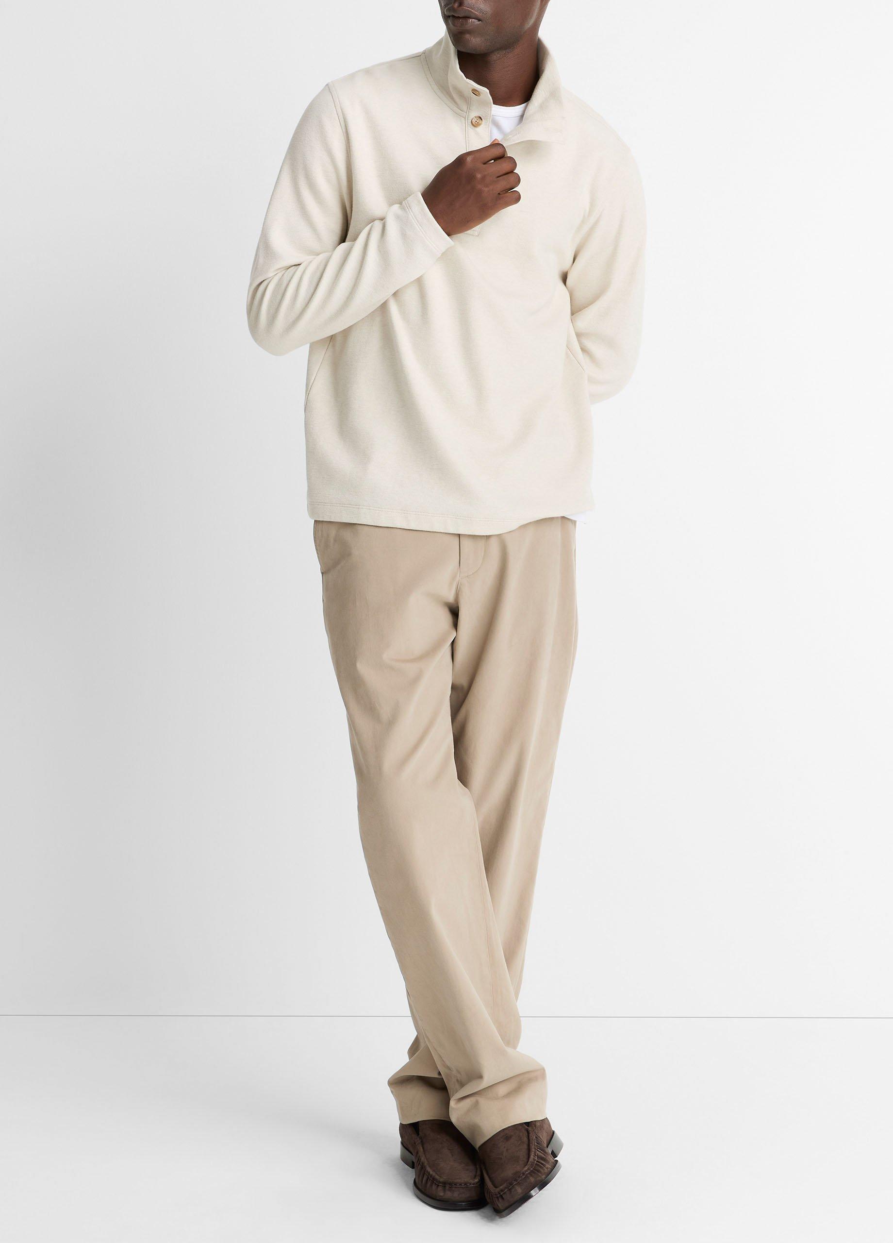 Cotton Button Mock-Neck Pullover image number 3