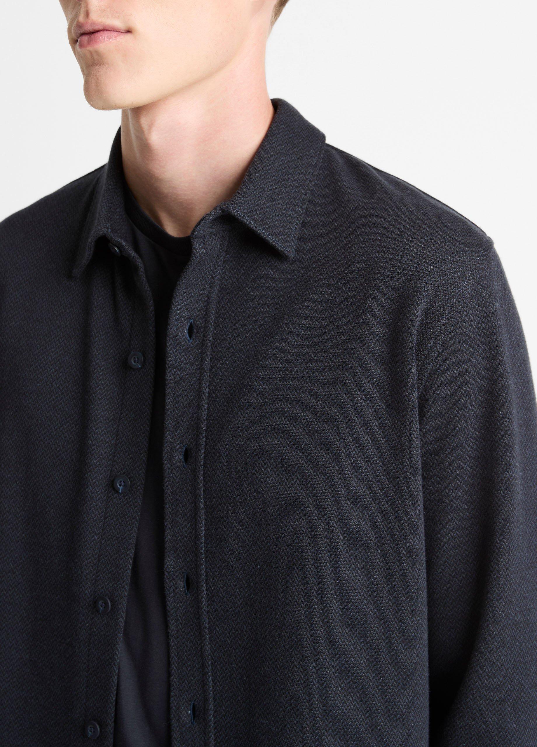 Herringbone Cotton-Blend Button-Front Shirt image number 1