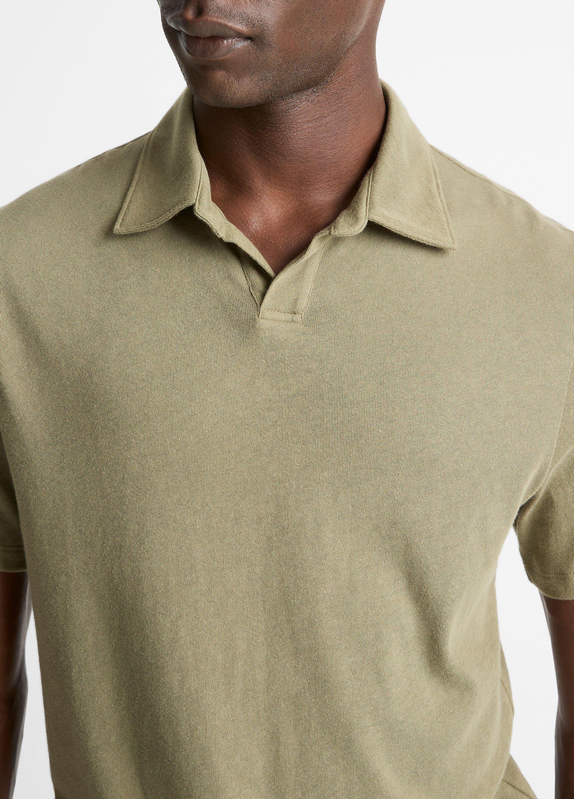 Cotton Johnny-Collar Polo Shirt image number 1