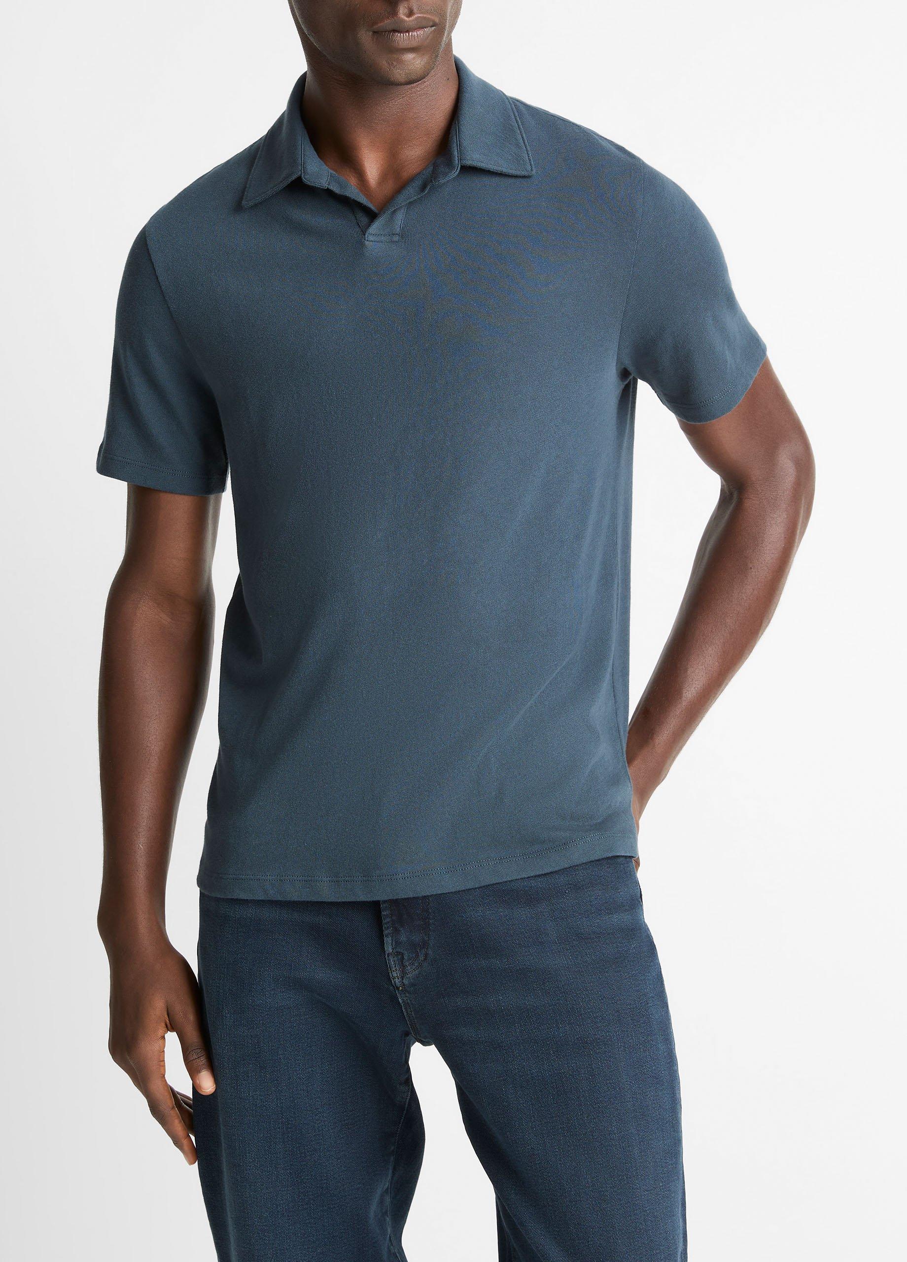 Cotton Johnny-Collar Polo Shirt