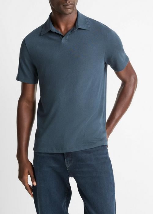 Cotton Johnny-Collar Polo Shirt