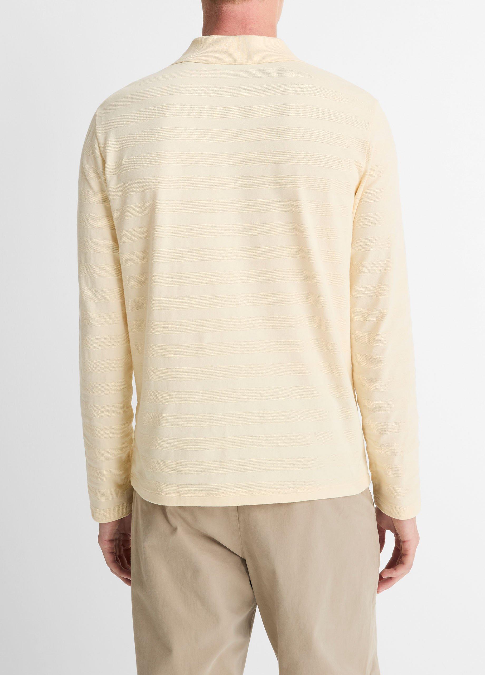 Jacquard-Stripe Cotton Long-Sleeve Polo Shirt image number 2