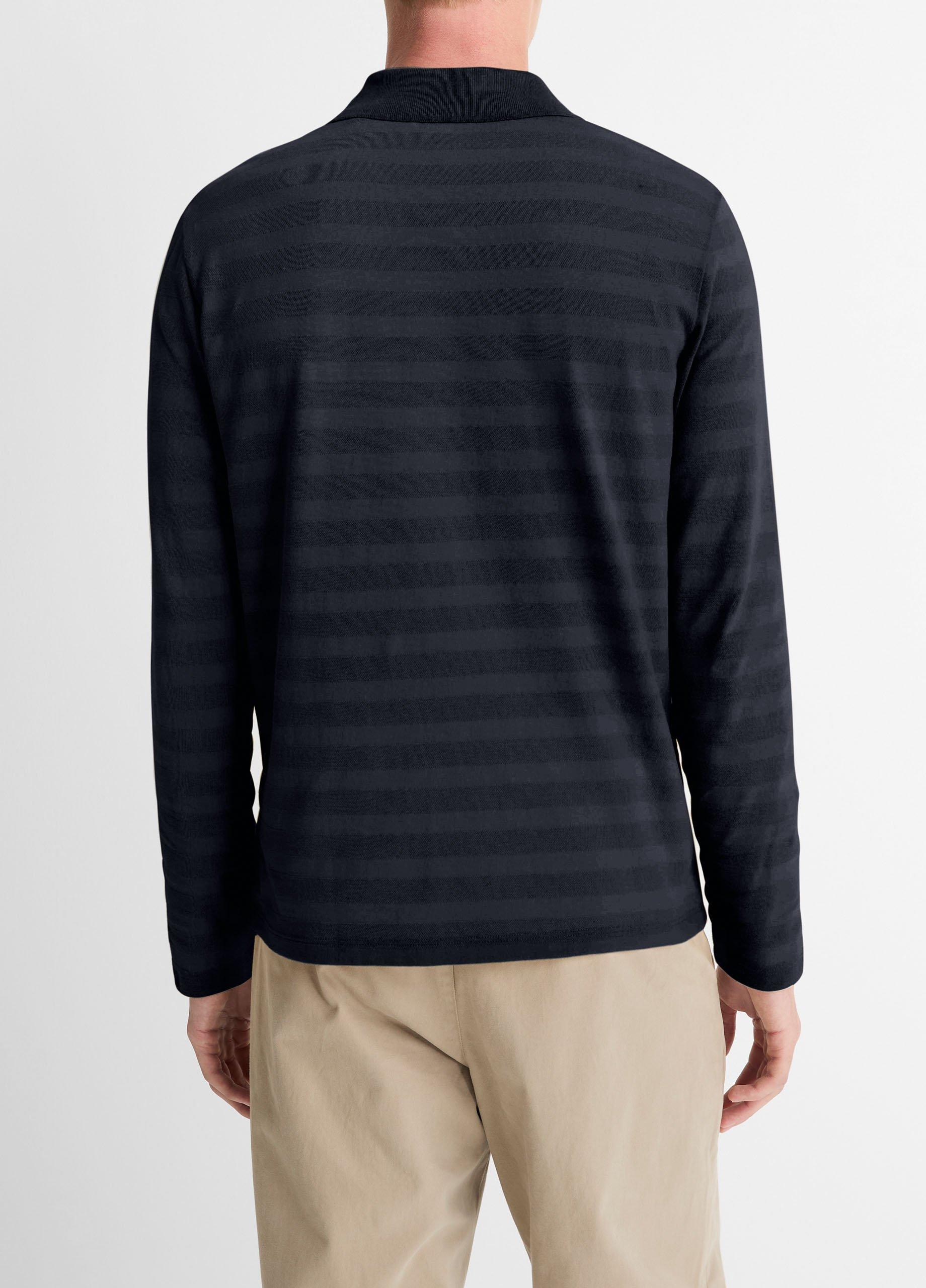 Jacquard-Stripe Cotton Long-Sleeve Polo Shirt image number 2