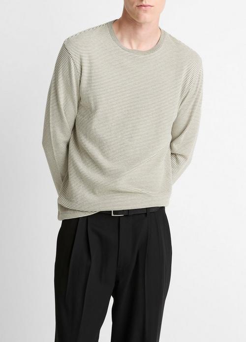 Striped Double-Knit Pima Cotton Long-Sleeve T-Shirt