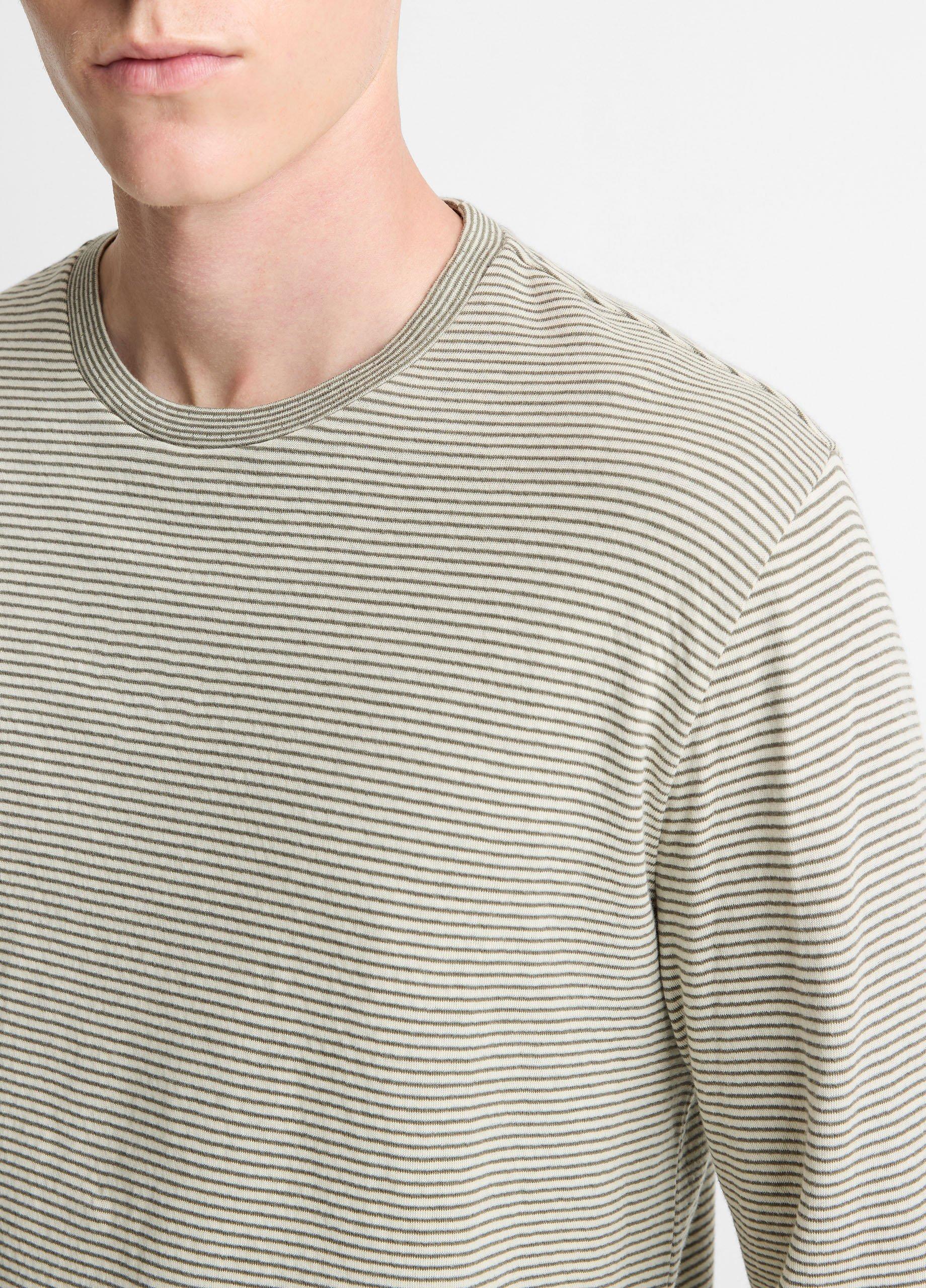 Striped Double-Knit Pima Cotton Long-Sleeve T-Shirt image number 1