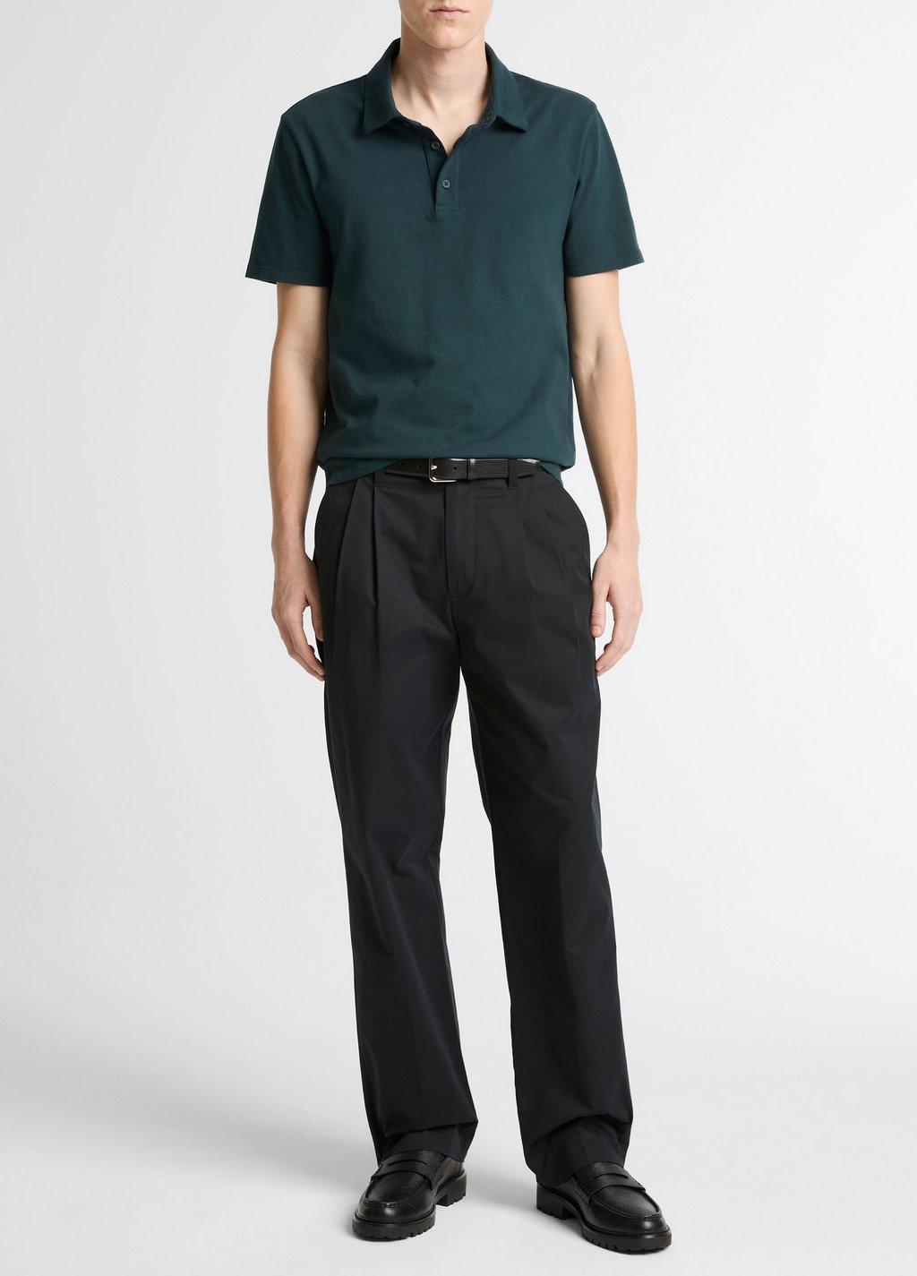 Louie Relaxed Stretch-Cotton Double-Pleated Trouser by Vince