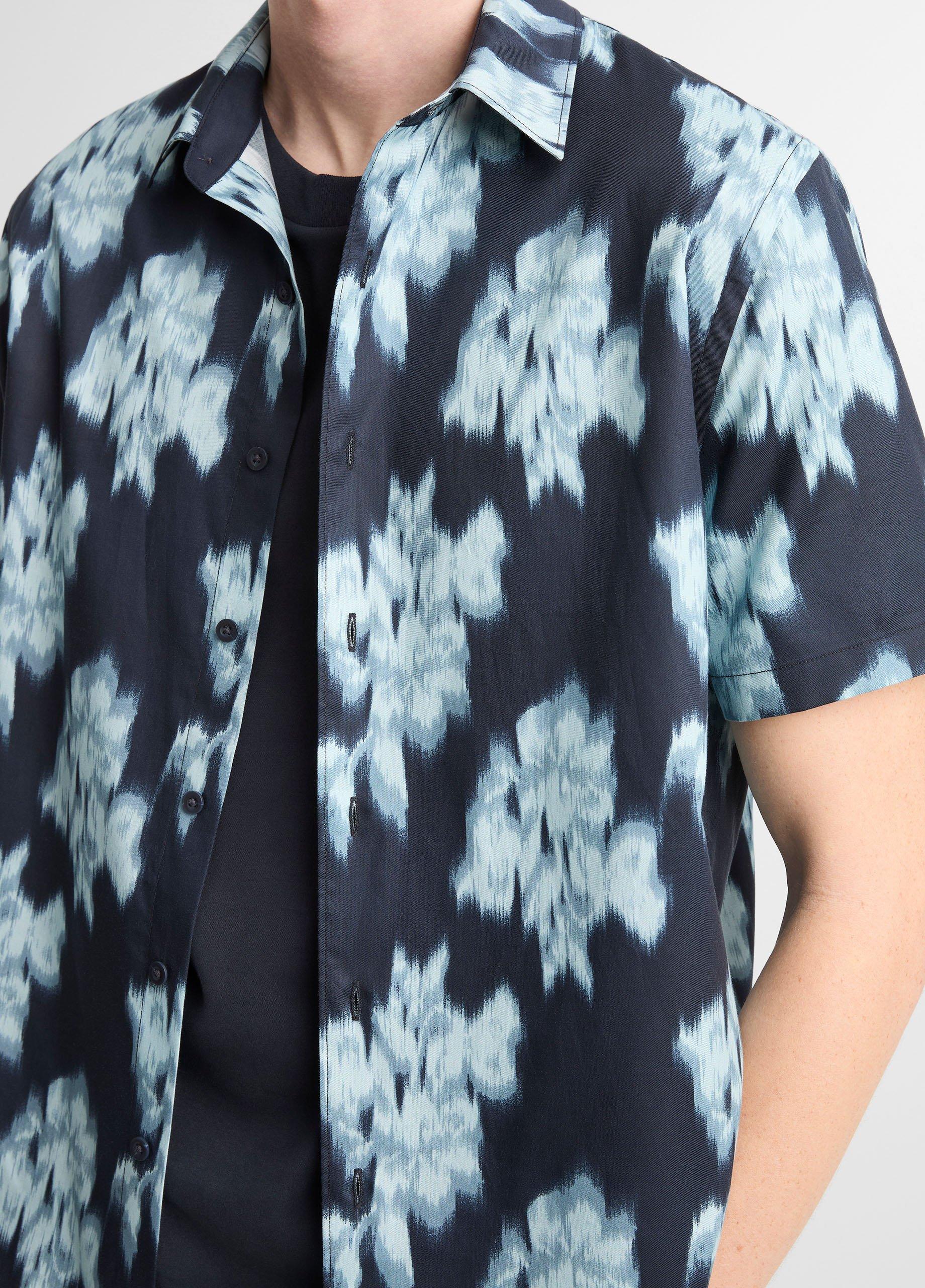 Blurred Roses Cotton-Blend Short-Sleeve Button-Front Shirt image number 1