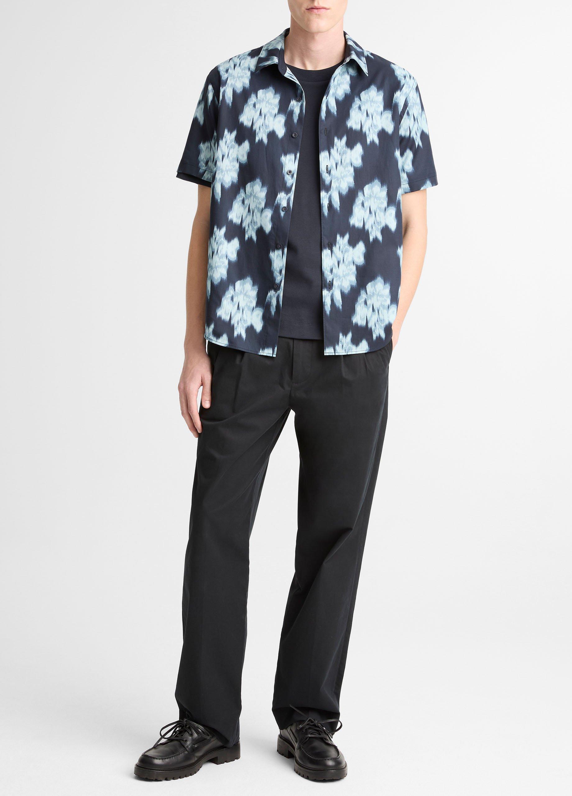 Blurred Roses Cotton-Blend Short-Sleeve Button-Front Shirt image number 3