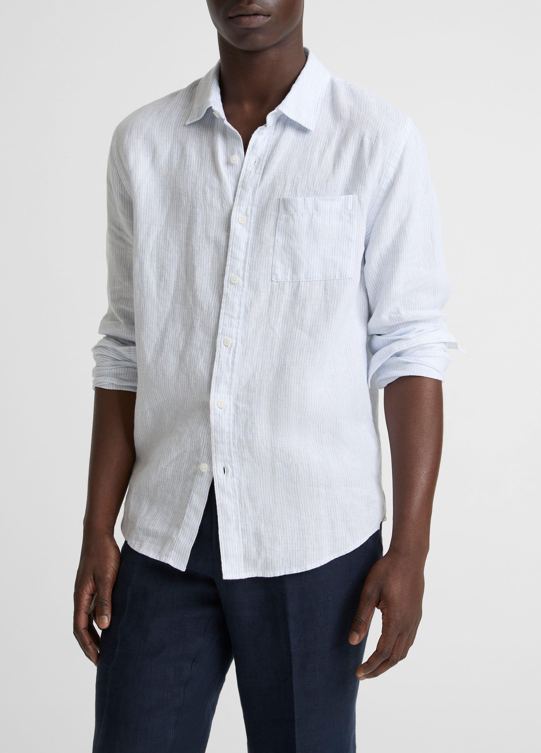 Tate Stripe Linen Button-Front Shirt image number 0