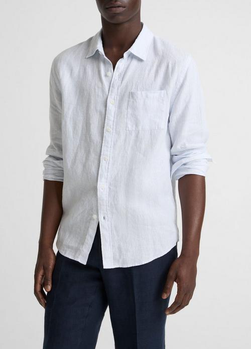 Tate Stripe Linen Button-Front Shirt
