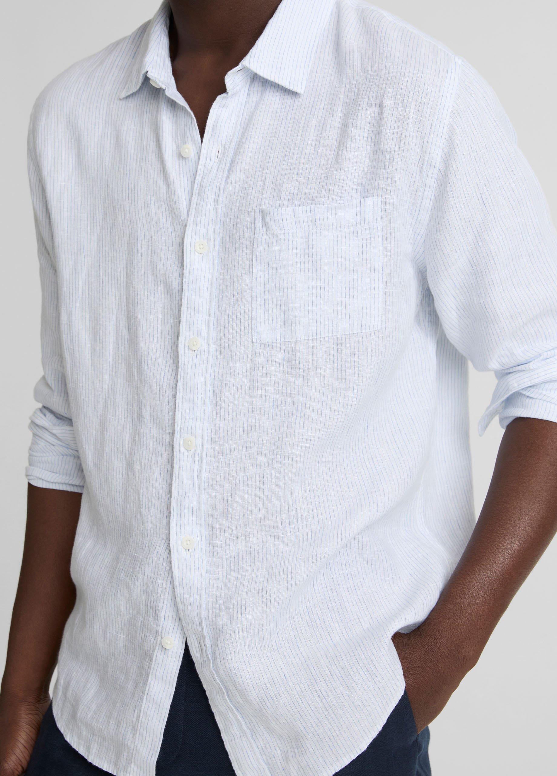 Tate Stripe Linen Button-Front Shirt image number 1