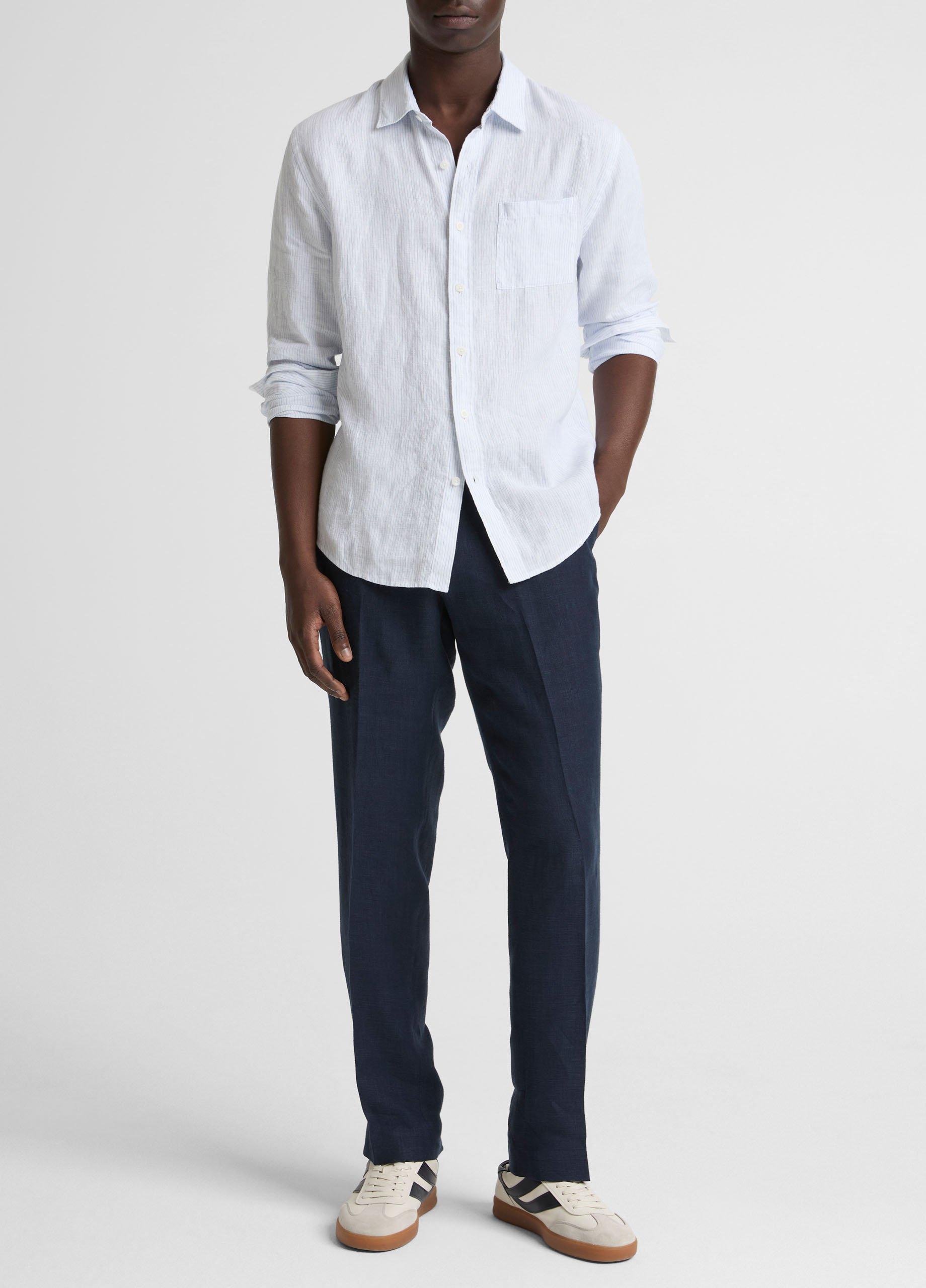 Tate Stripe Linen Button-Front Shirt image number 3