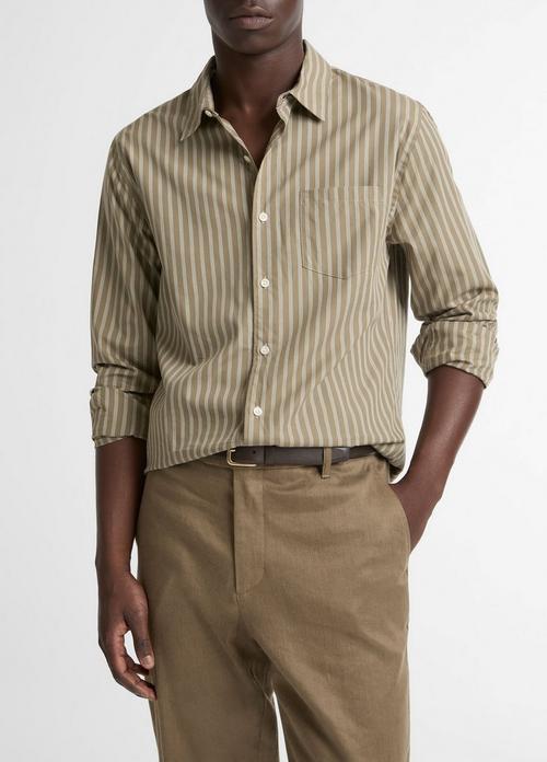 Tryon Stripe Cotton-Blend Button-Front Shirt