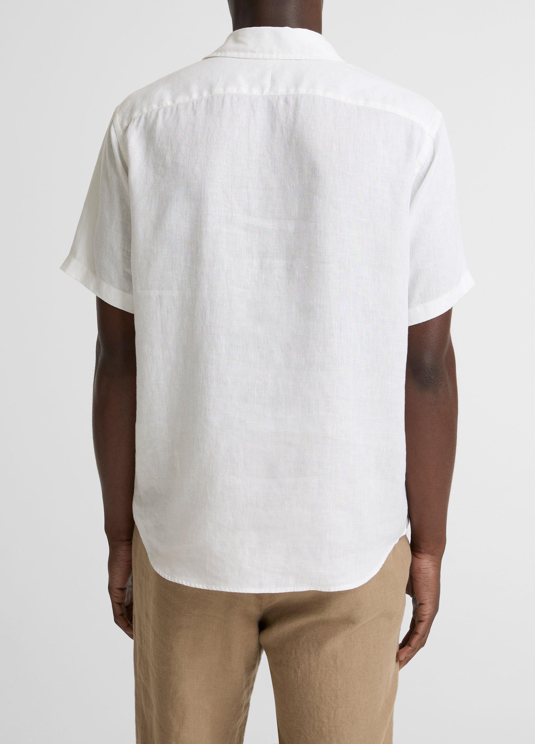 Linen Short-Sleeve Half-Placket Shirt image number 2