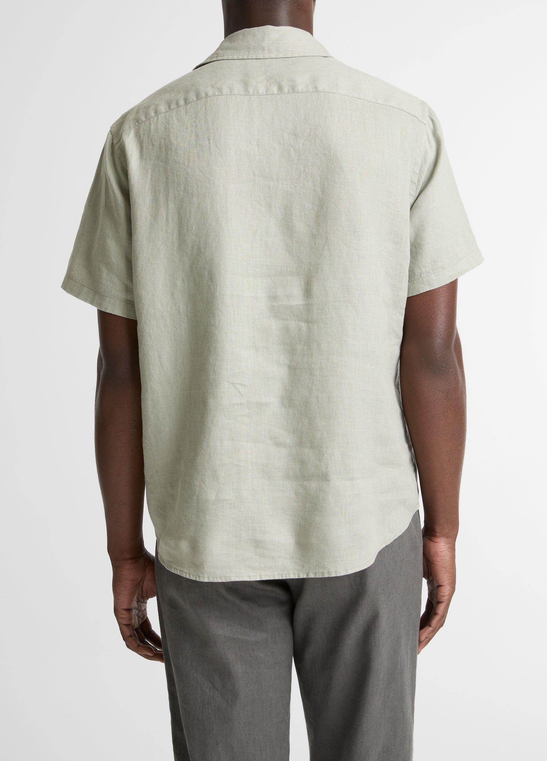 Linen Short-Sleeve Half-Placket Shirt image number 2