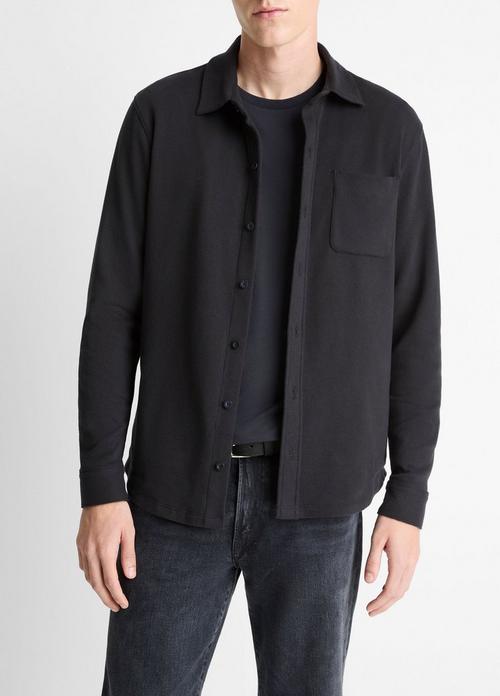Knit Cotton-Blend Button-Front Shirt