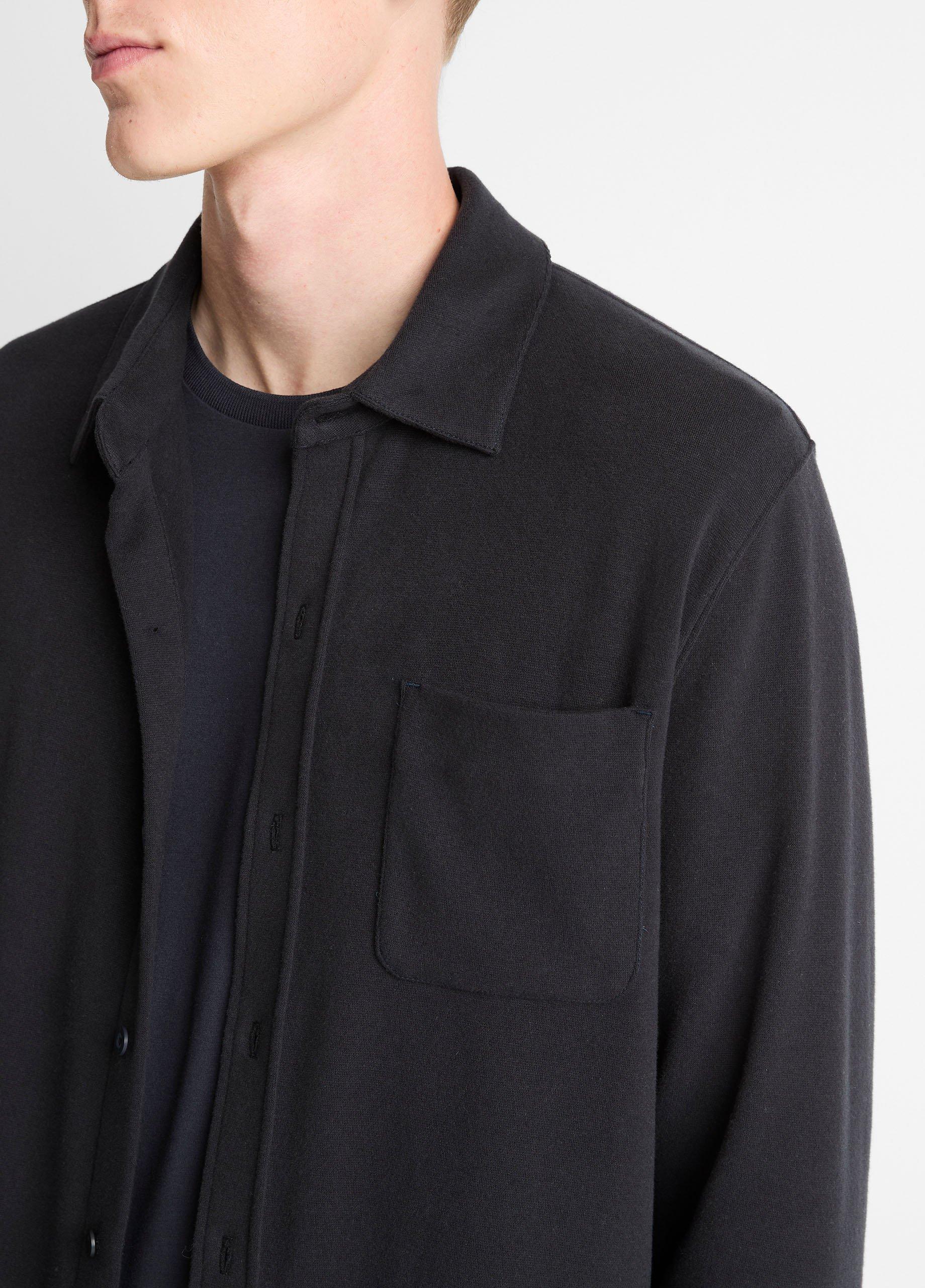 Knit Cotton-Blend Button-Front Shirt image number 1