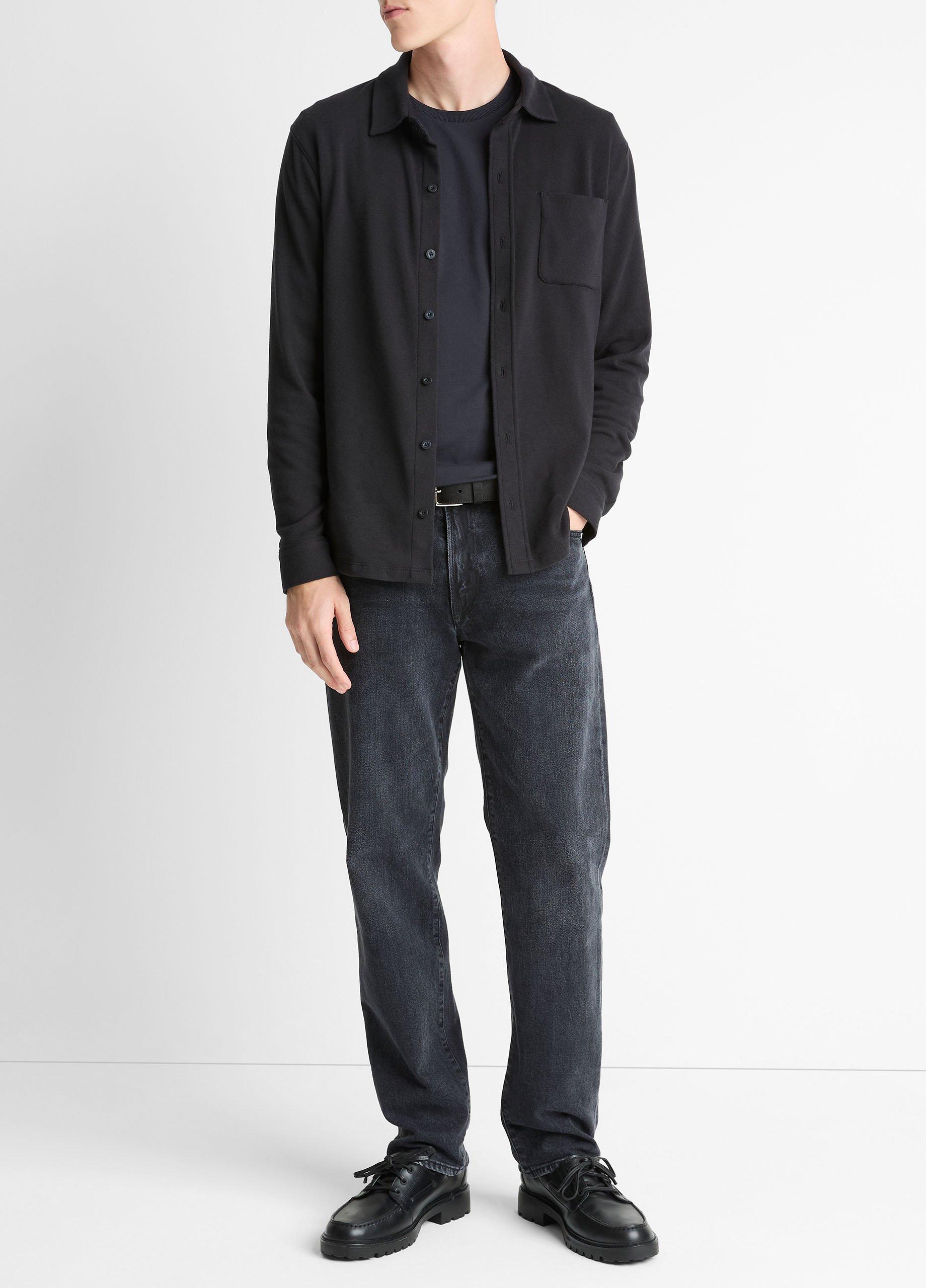 Knit Cotton-Blend Button-Front Shirt image number 3